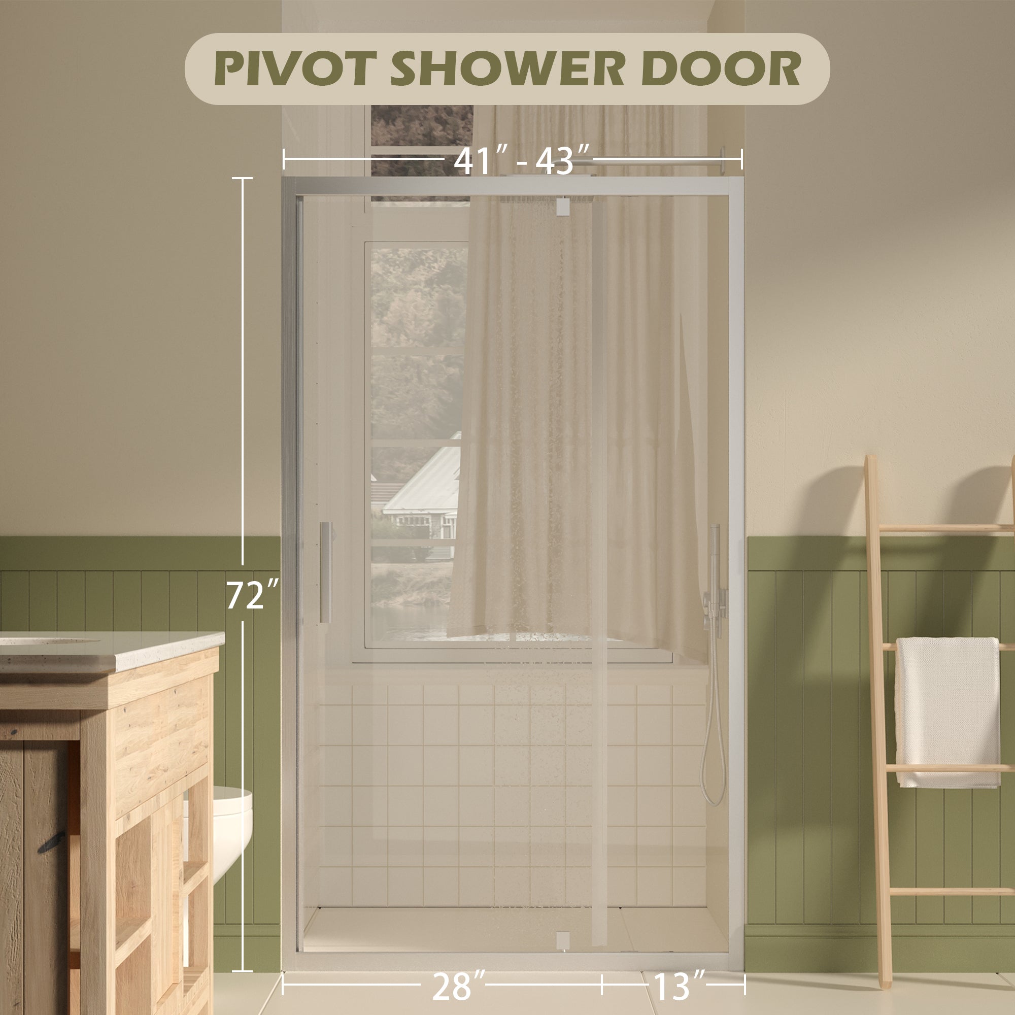 31-43 x 72 in Pivot Shower Door - 41-43 x 72 in / Brushed Nickel view 2