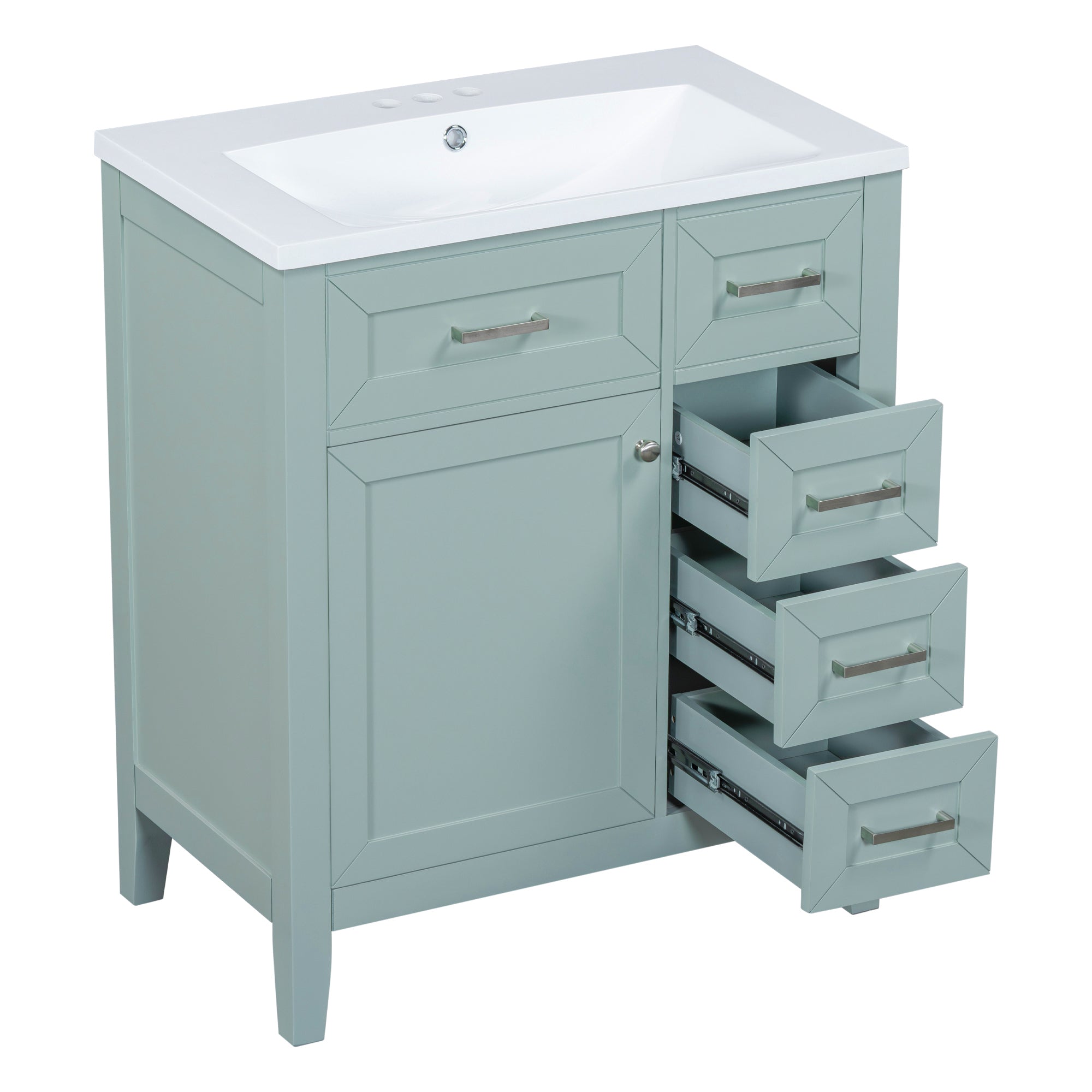 30" Bathroom Vanity with Sink Combo, Green Bathroom Cabinet with Drawers, Solid Frame and MDF Board (Old Sku:N725S999222F)