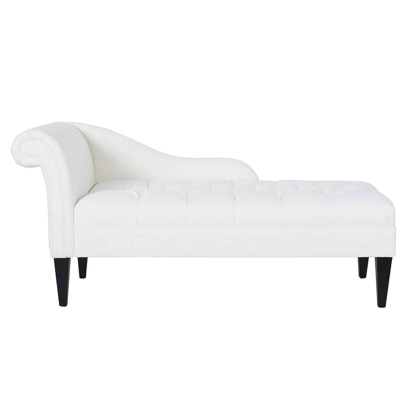 Harrison Tufted Roll Arm Chaise Lounge, Antique White Polyester