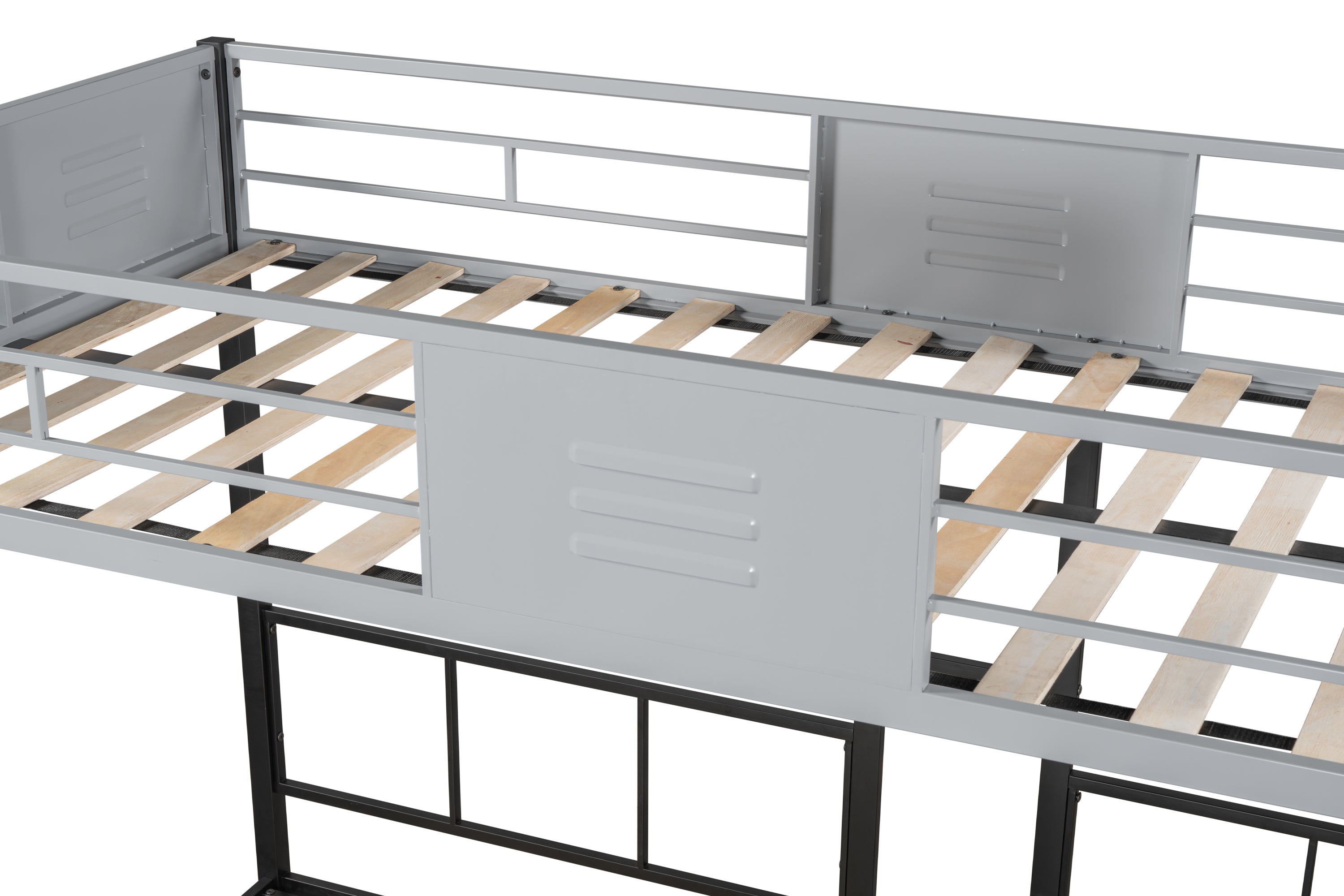 Triple Bunk Bed with Vent Board/ Sturdy Metal Frame/ Noise-Free Wood Slats/ Separatable into three beds/ No Box Spring Needed