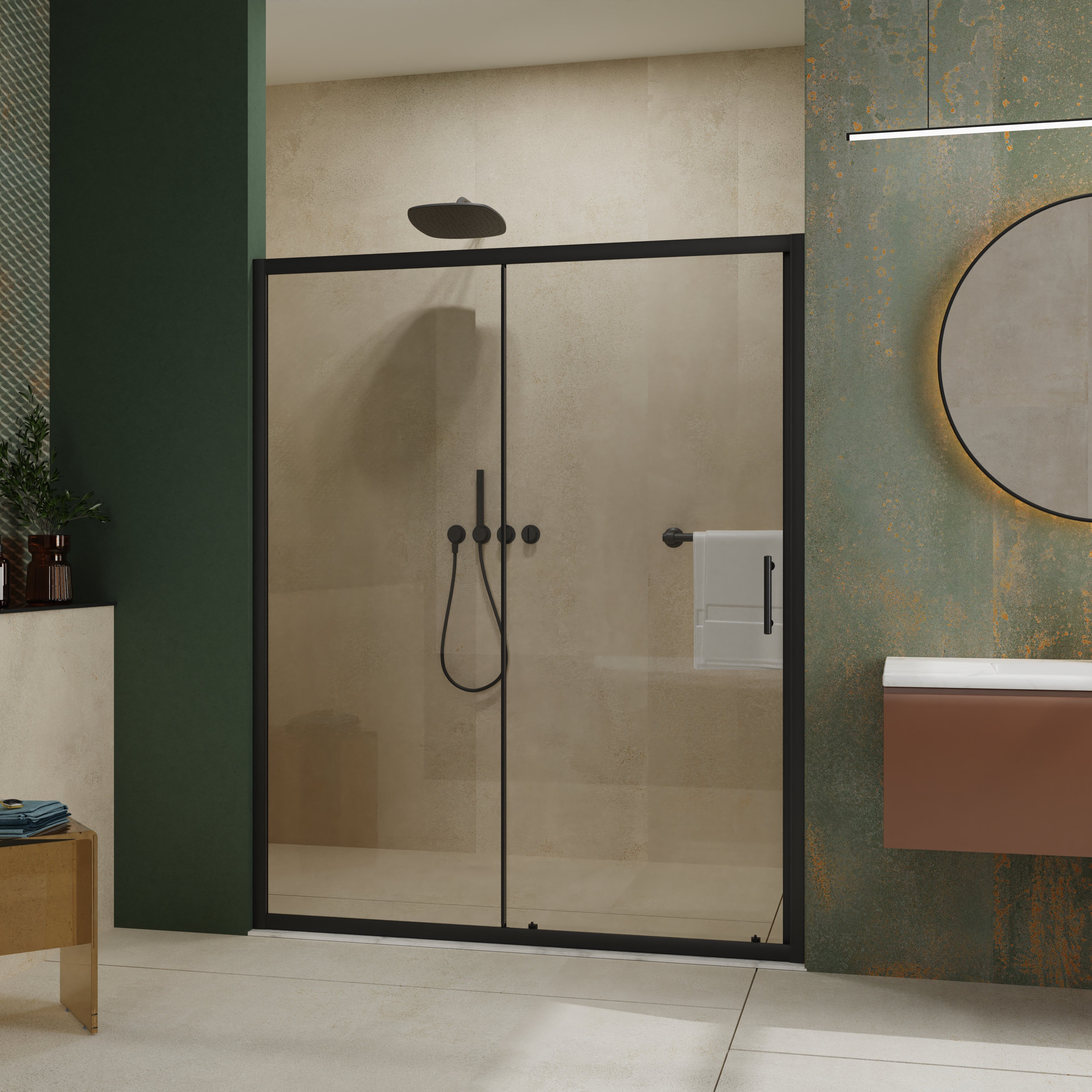 48-60 x 72 in Single Sliding Shower Door - 60 in Matte Black view 2