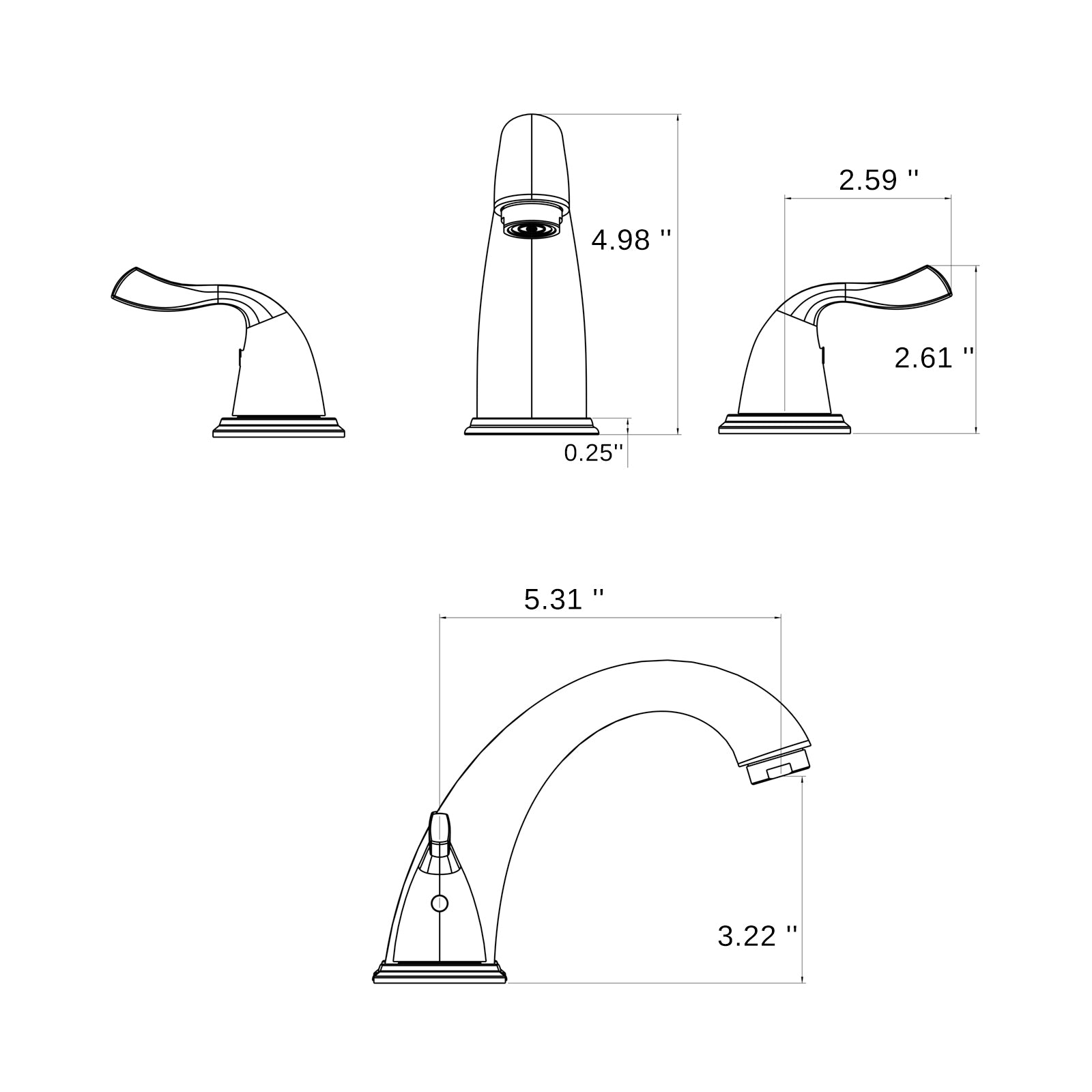 8-Inch 3 Holes 2 Handles Bathroom Sink Faucet, Brushed Golden