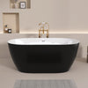 51" Acrylic Freestanding Bathtub Contemporary Soaking White Tub with Overflow and Pop-up Drain Matte Black