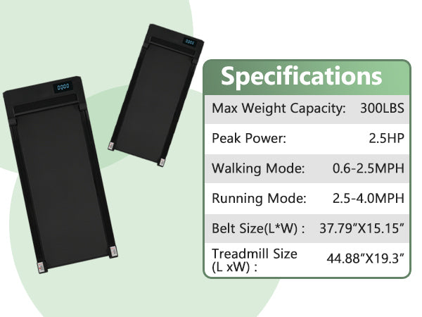 Walking Pad Under Desk Treadmill for Home Office -2.5HP Walking Treadmill 0.6-4MPH 300LBS Capacity Treadmill for Walking Running Remote Control Batteries