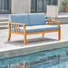 Kapalua Honey Nautical Eucalyptus Wooden Outdoor Sofa Bench with Cushion