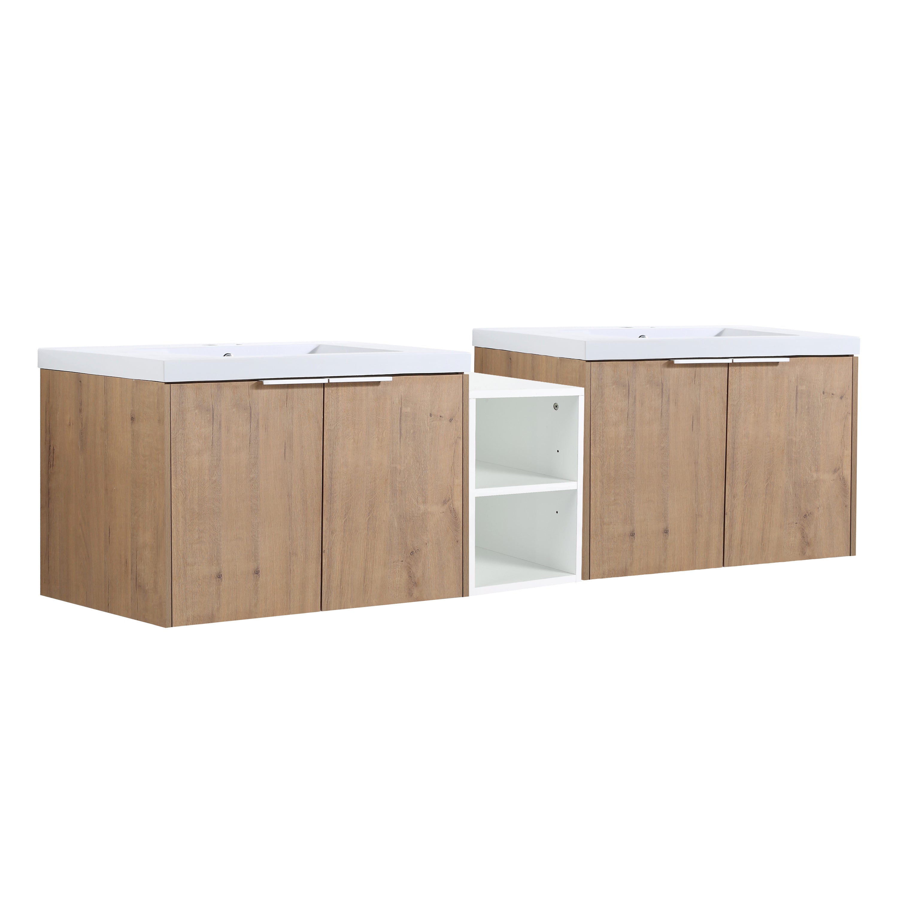 72 Inch Soft Close Doors Bathroom Vanity With Sink, A Small Storage Shelves, 30" and 12" Combination Cabinet,(KD-Packing)