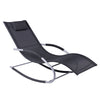 Outsunny Zero Gravity Rocking Chair Outdoor Chaise Lounge Chair Recliner Rocker with Detachable Pillow and Durable Weather-Fighting Fabric for Patio, Deck, Pool, Black