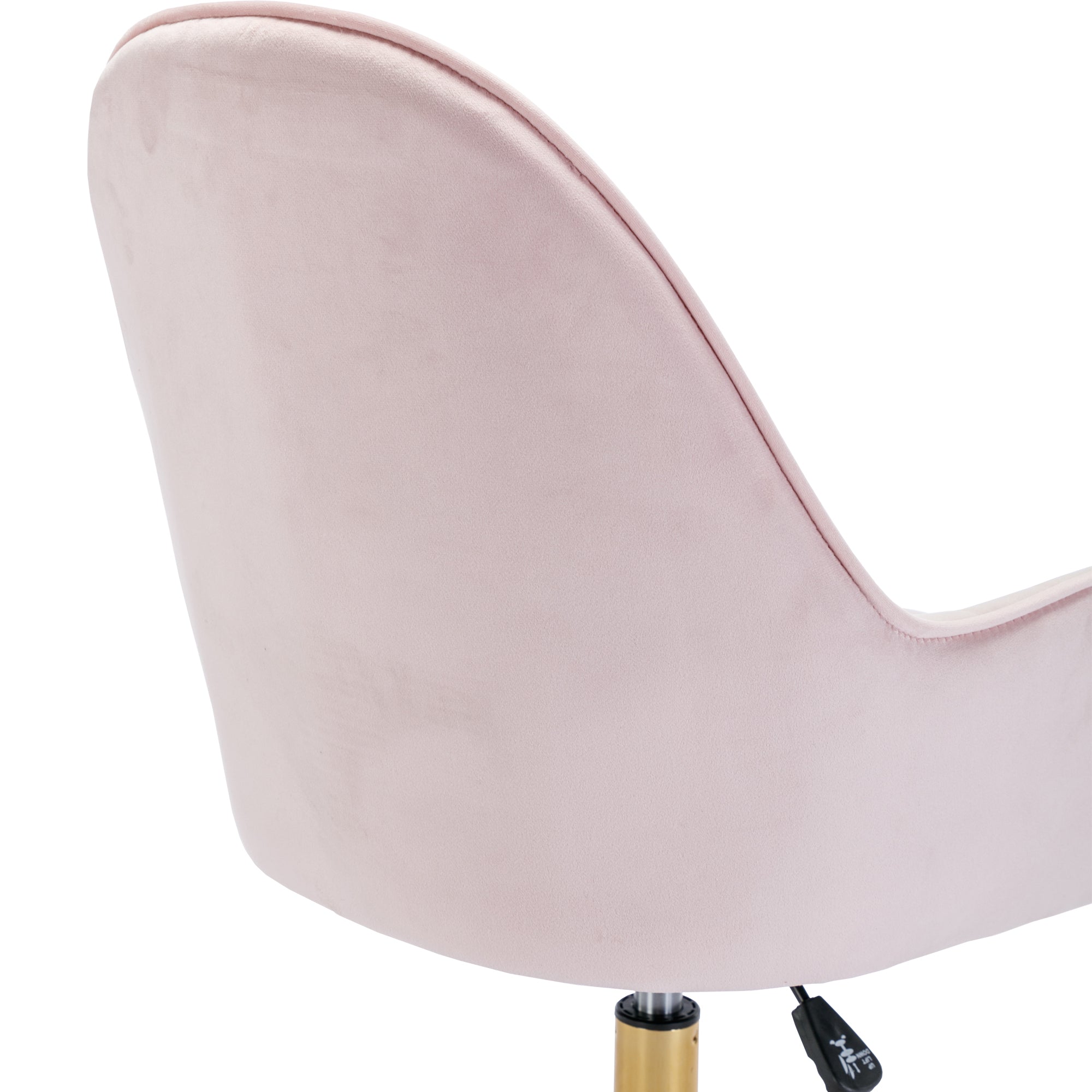 Velvet Home Office Chair with Wheels, Cute Chair with Side Arms and Gold Metal Base for Living Room, Bedroom,and Vanity Room,Bling Desk Nail Desk for Women,Adjustable Height,Pink