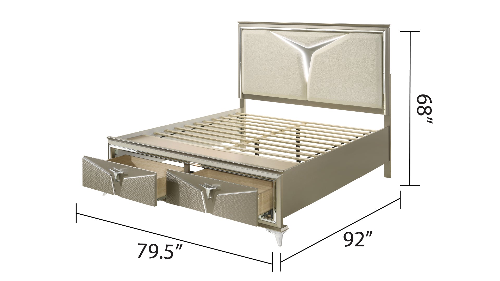 Modern Style King Bed Made with Wood & LED Headboard