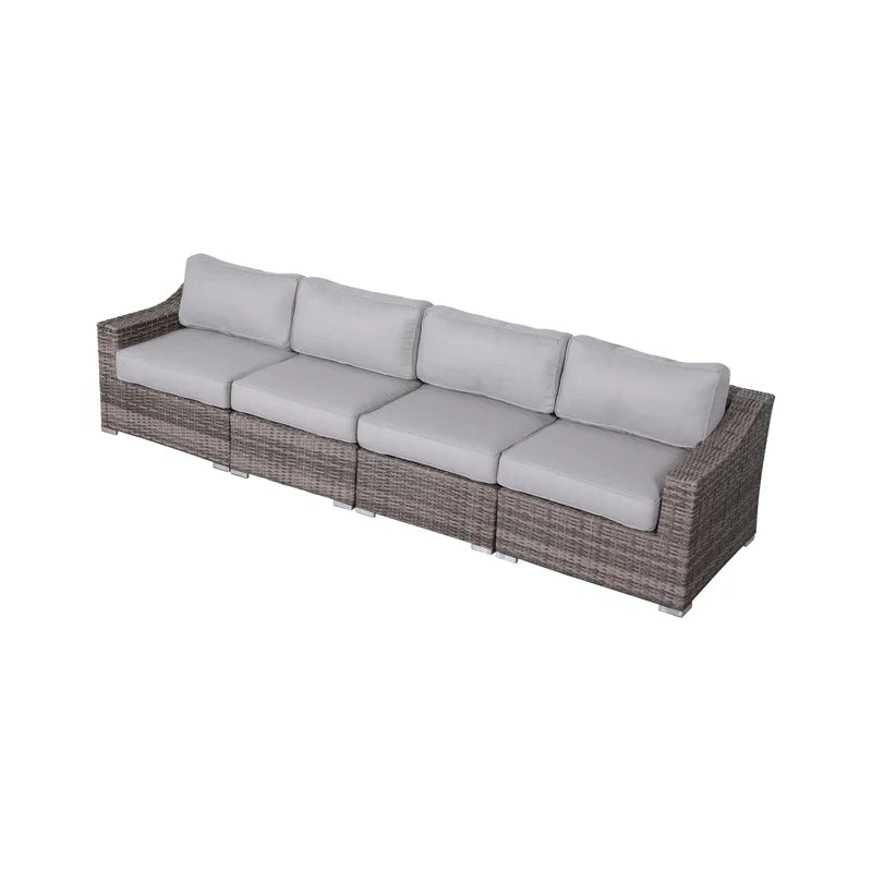 Fully Assembled 4-Piece Rattan Sectional Seating Set with Cushions