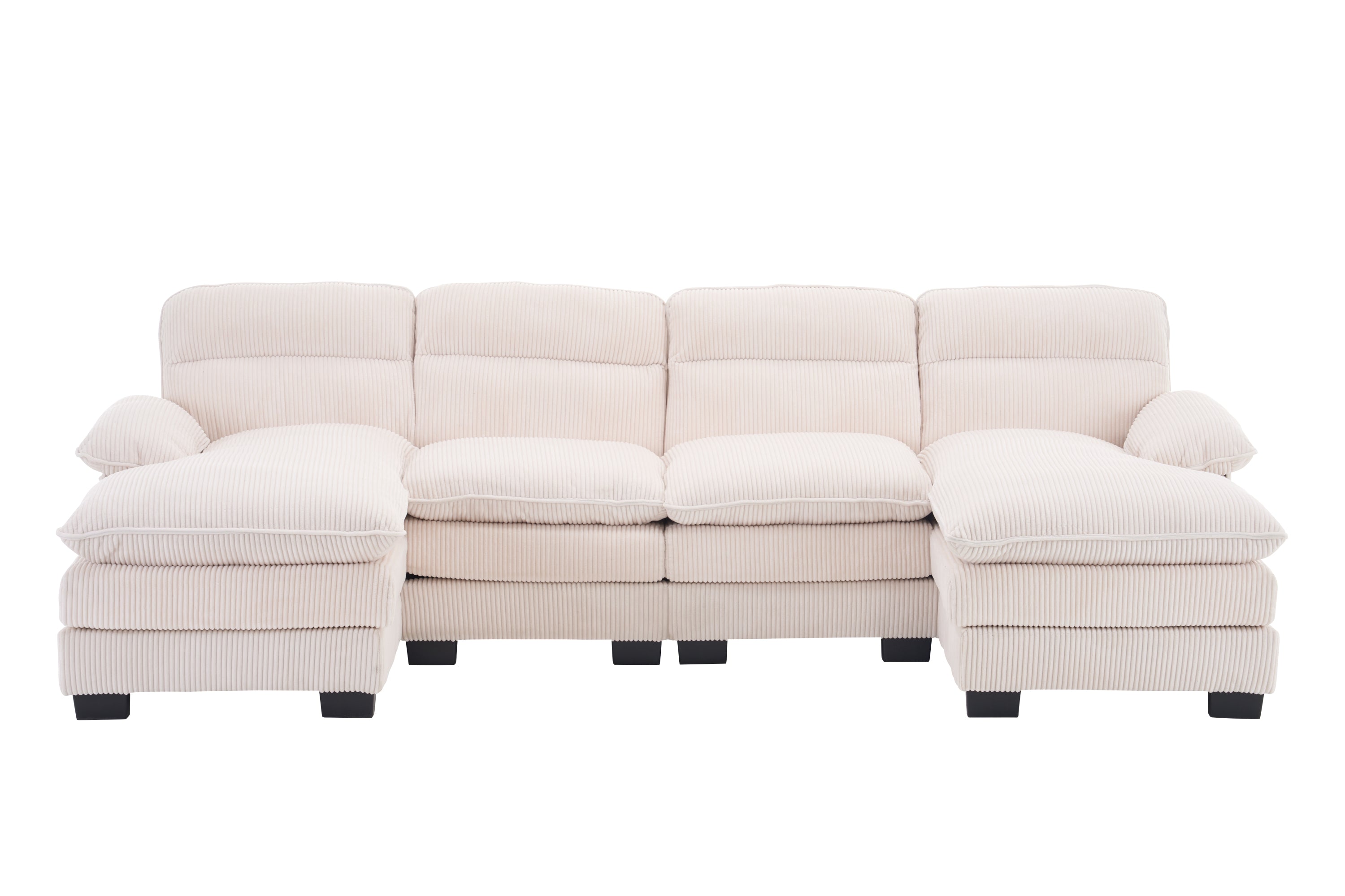 U-shaped profile sofa, including two single seats and two chaise, modular sofa, Corduroy sofa