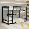 Twin over twin metal bunk bed in black, room setting view