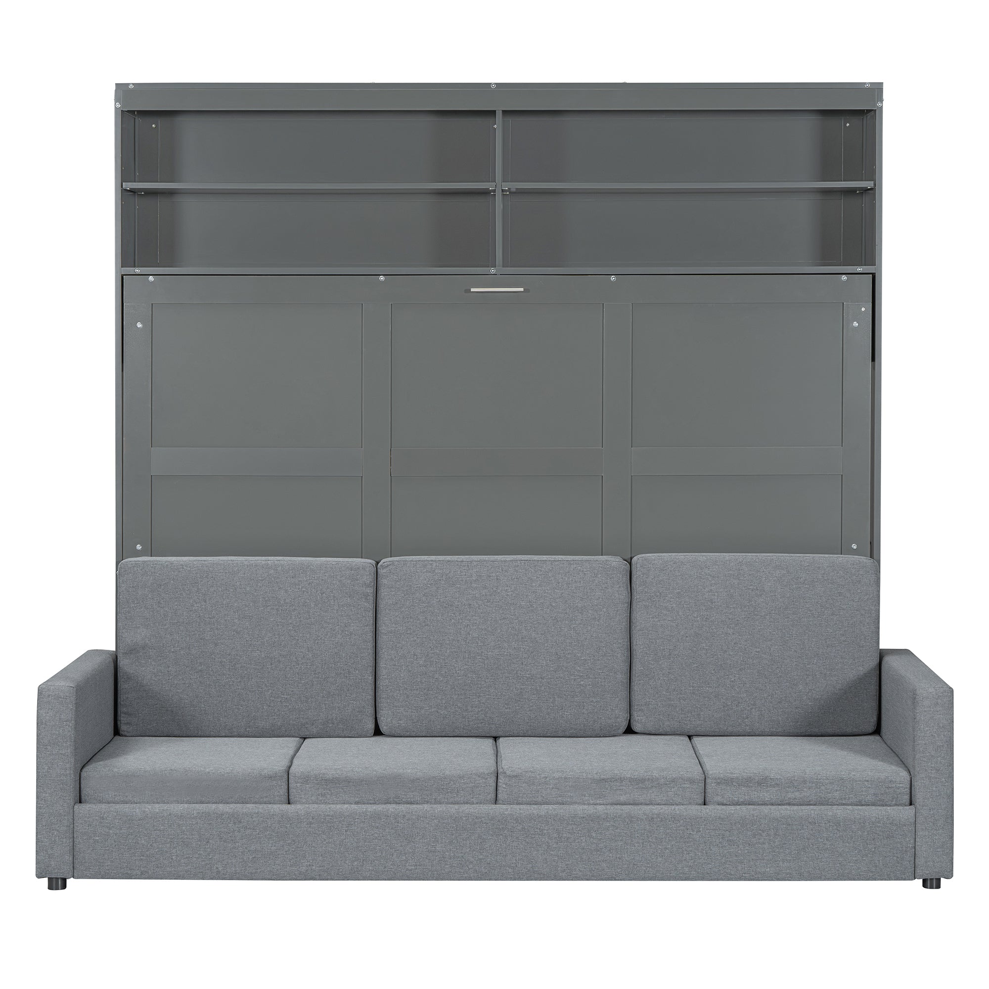 Queen Size Murphy Bed Wall Bed with Sofa,Gray