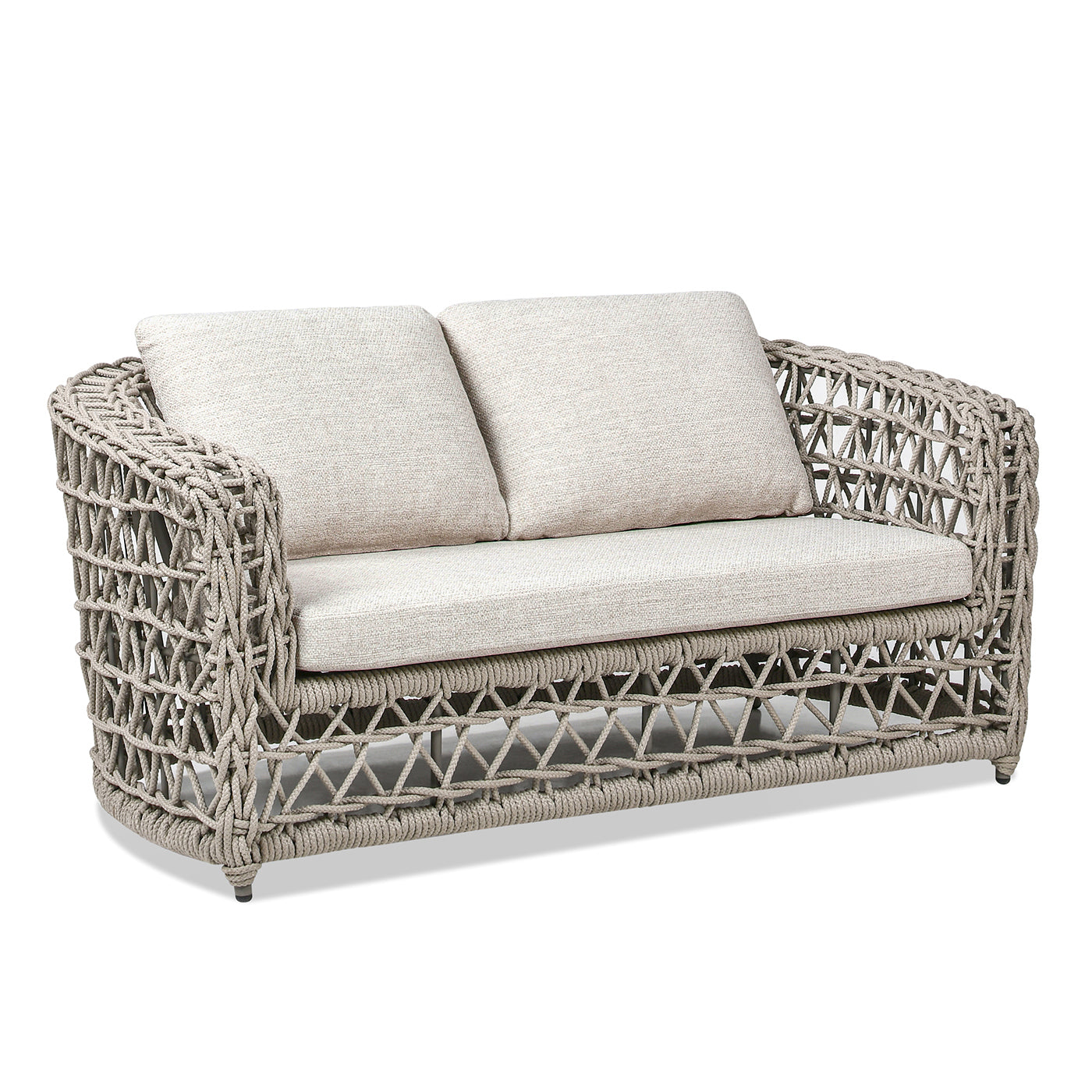 Everly 63.5" Woven Frame Barrel Deep Seating Patio Loveseat Sofa, Oat Beige Axroma Olefin