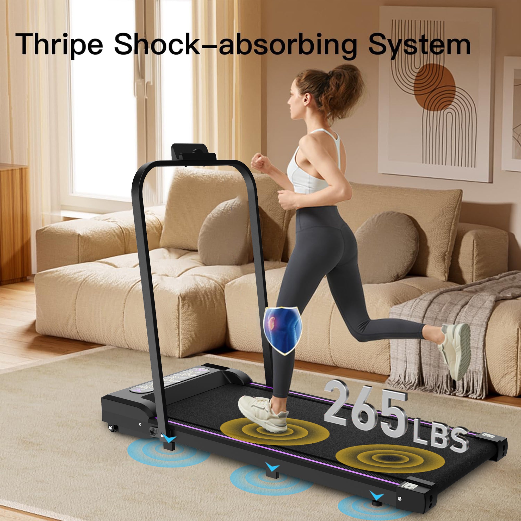 Under Desk Treadmill, Walking Pad, 2 in 1 Portable Treadmill with Handle Remote Control LED Display, Walking Jogging Machine for Home Office Use