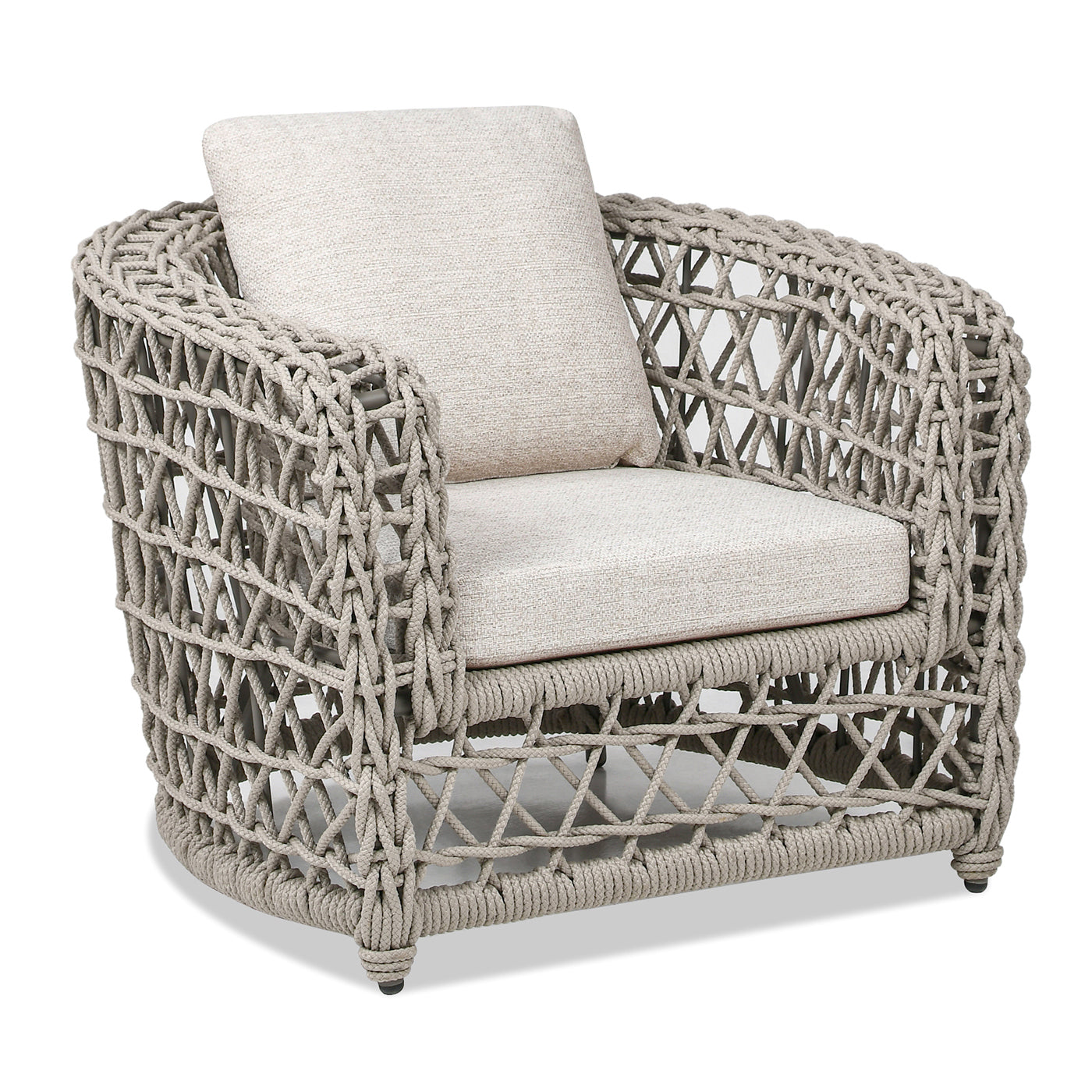 Everly 37.5" Woven Frame Barrel Deep Seating Patio Arm Chair, Oat Beige Axroma Olefin