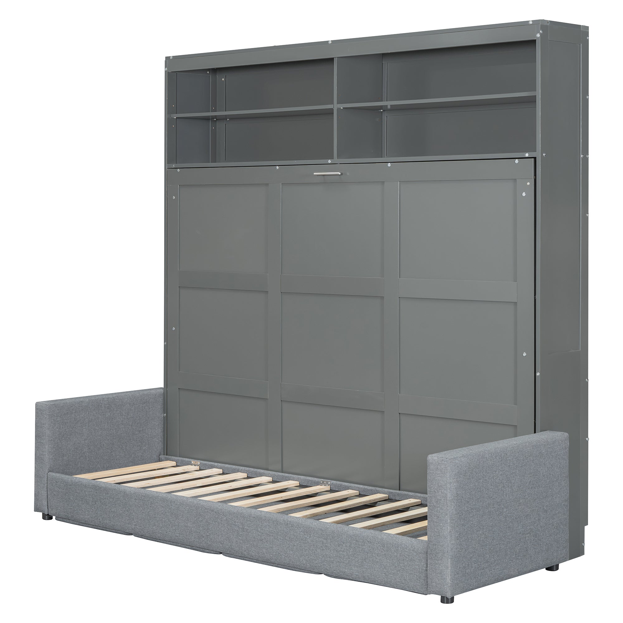 Queen Size Murphy Bed Wall Bed with Sofa,Gray