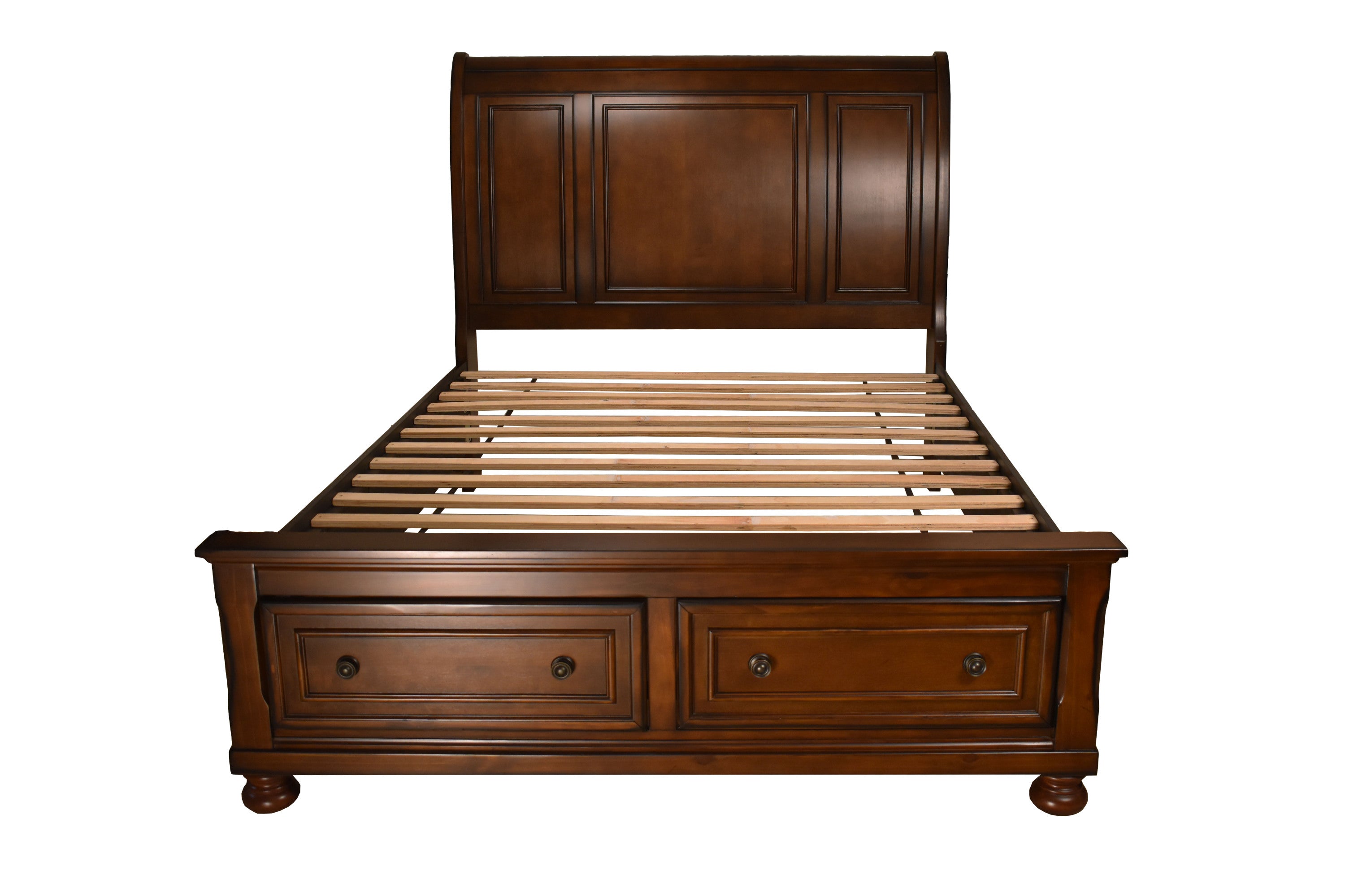 Queen Storage Platform Bed Made with Wood in Dark Walnut