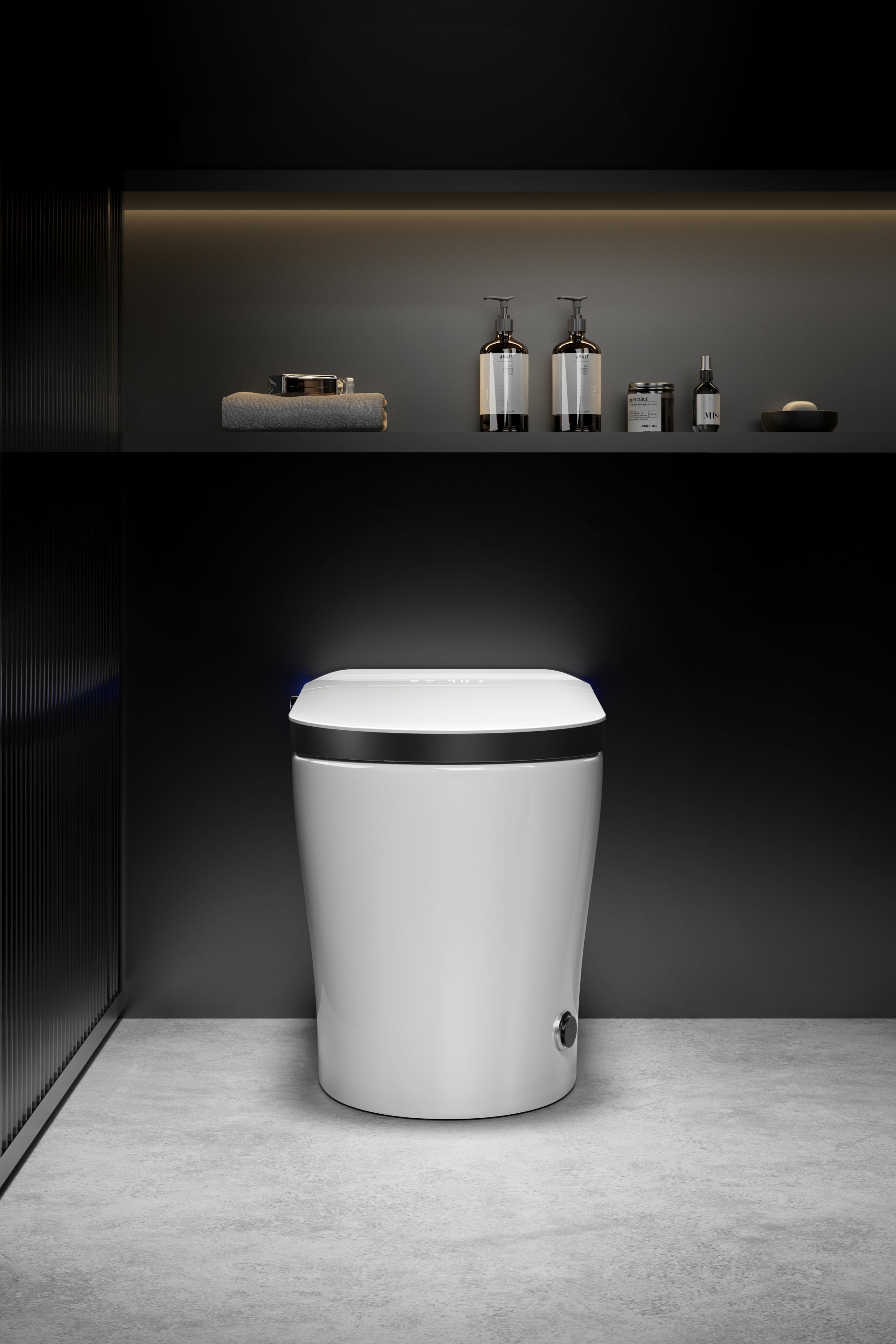 Modern Smart Bidet Toilet with LED Light, Heated Seat, Automatic Flush Tankless