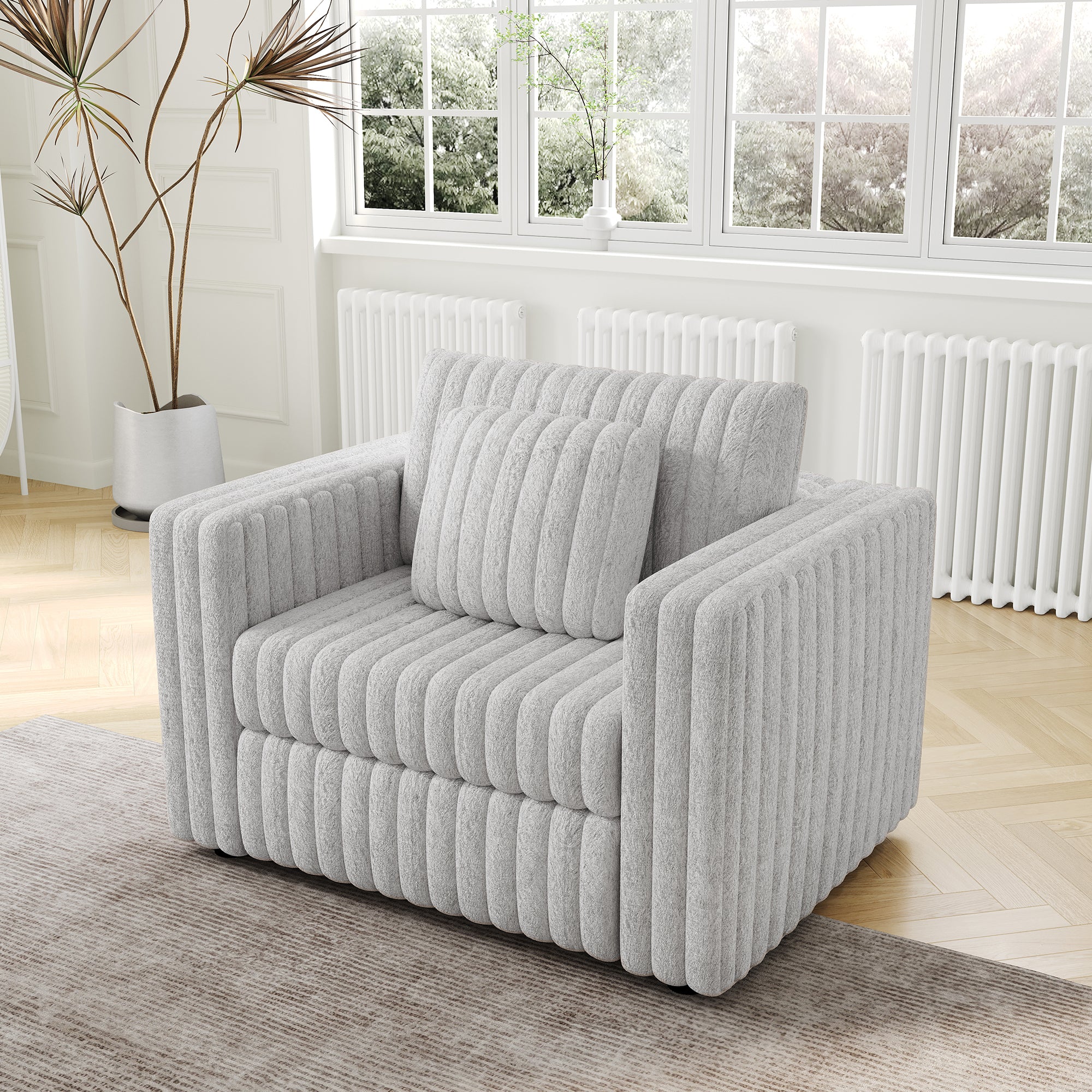 44.9" Rabbit Plush Modular Sofa Single - Highly Comfortable, Stylish & Functional for Bedroom & Living Room, Light gray