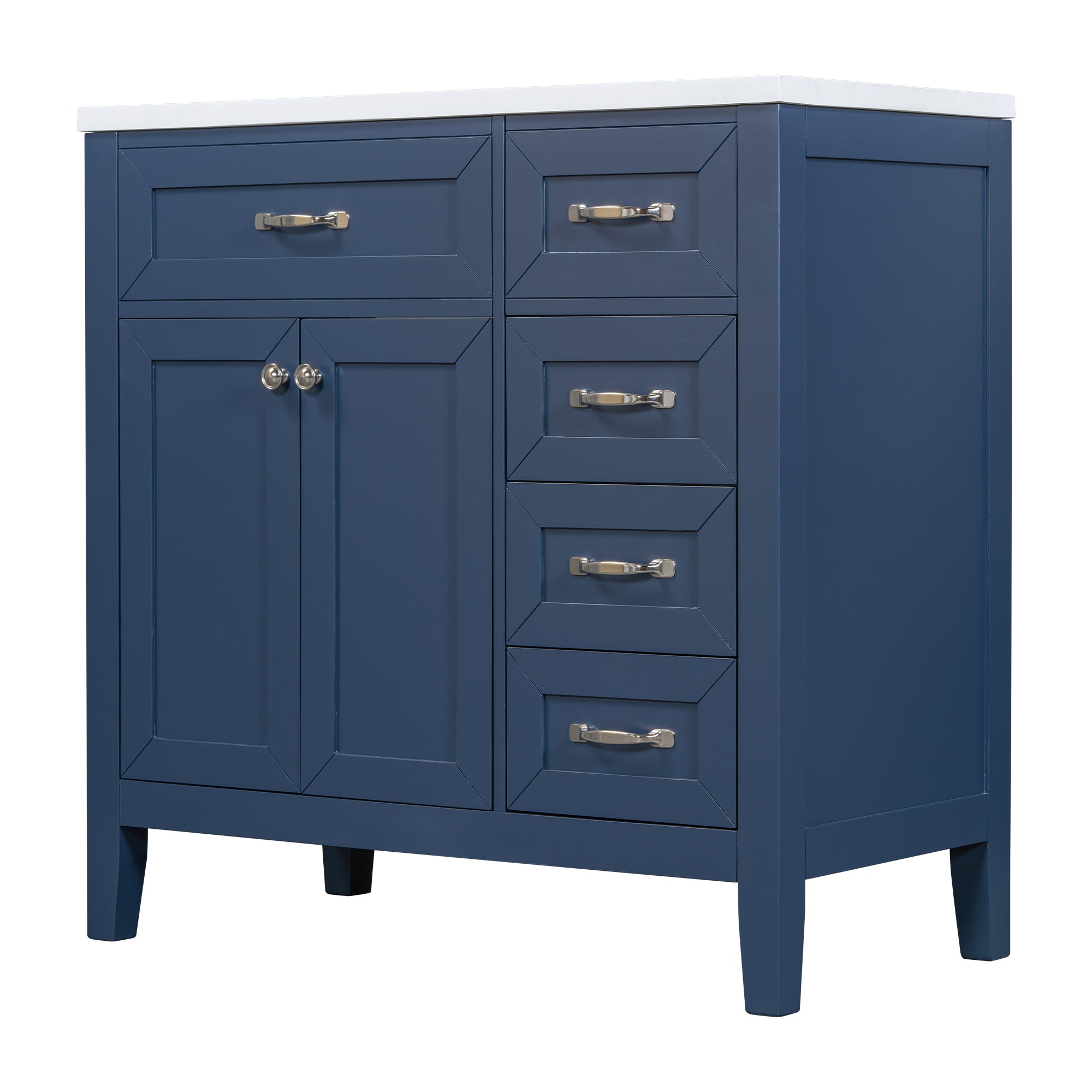 36" Bathroom Vanity with Sink Combo, Blue Bathroom Cabinet with Drawers, Solid Frame and MDF Board