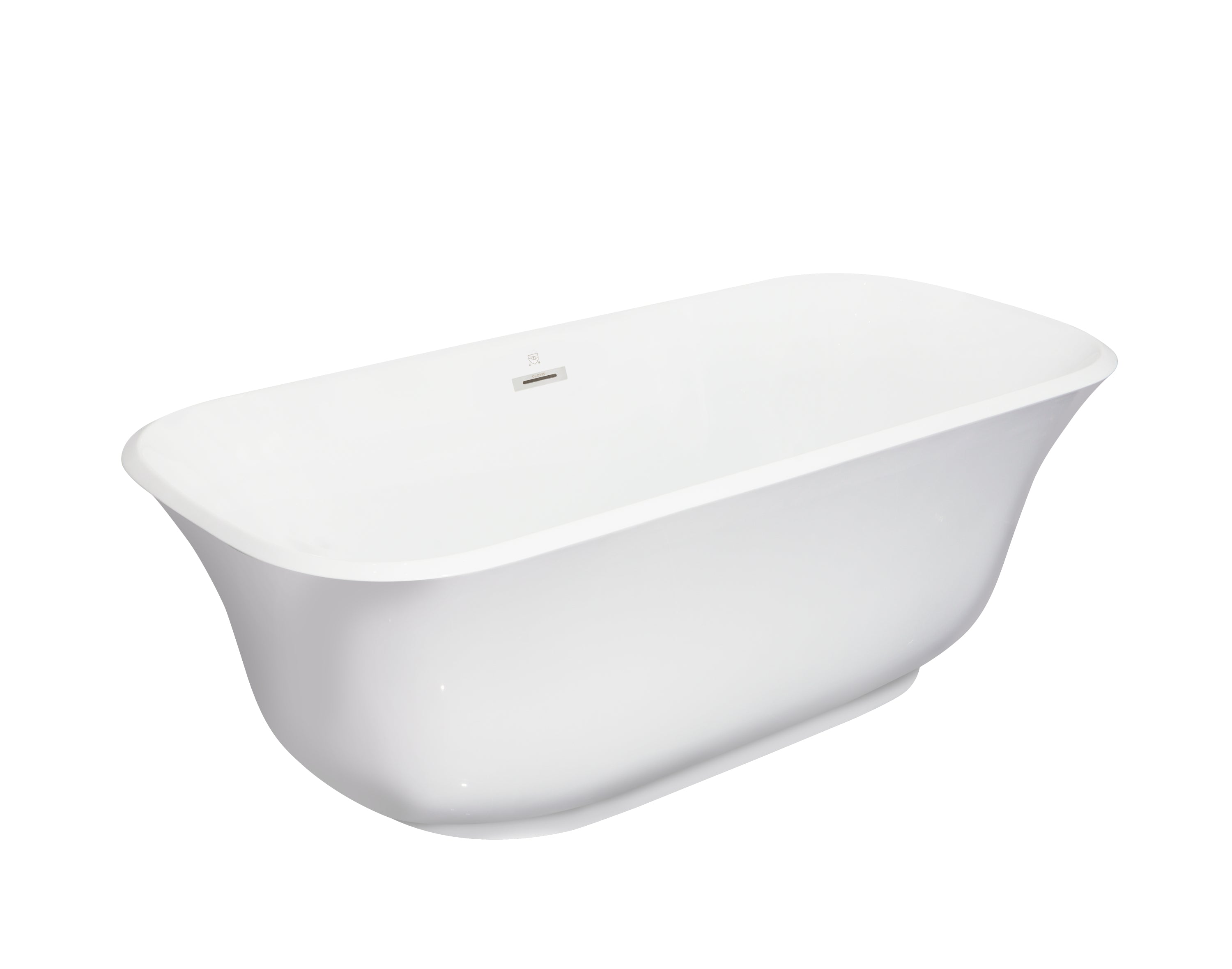 67" Rectangular Acrylic Freestanding Flatbottom Double Ended Soaking Bathtub in White with Drain and Overflow