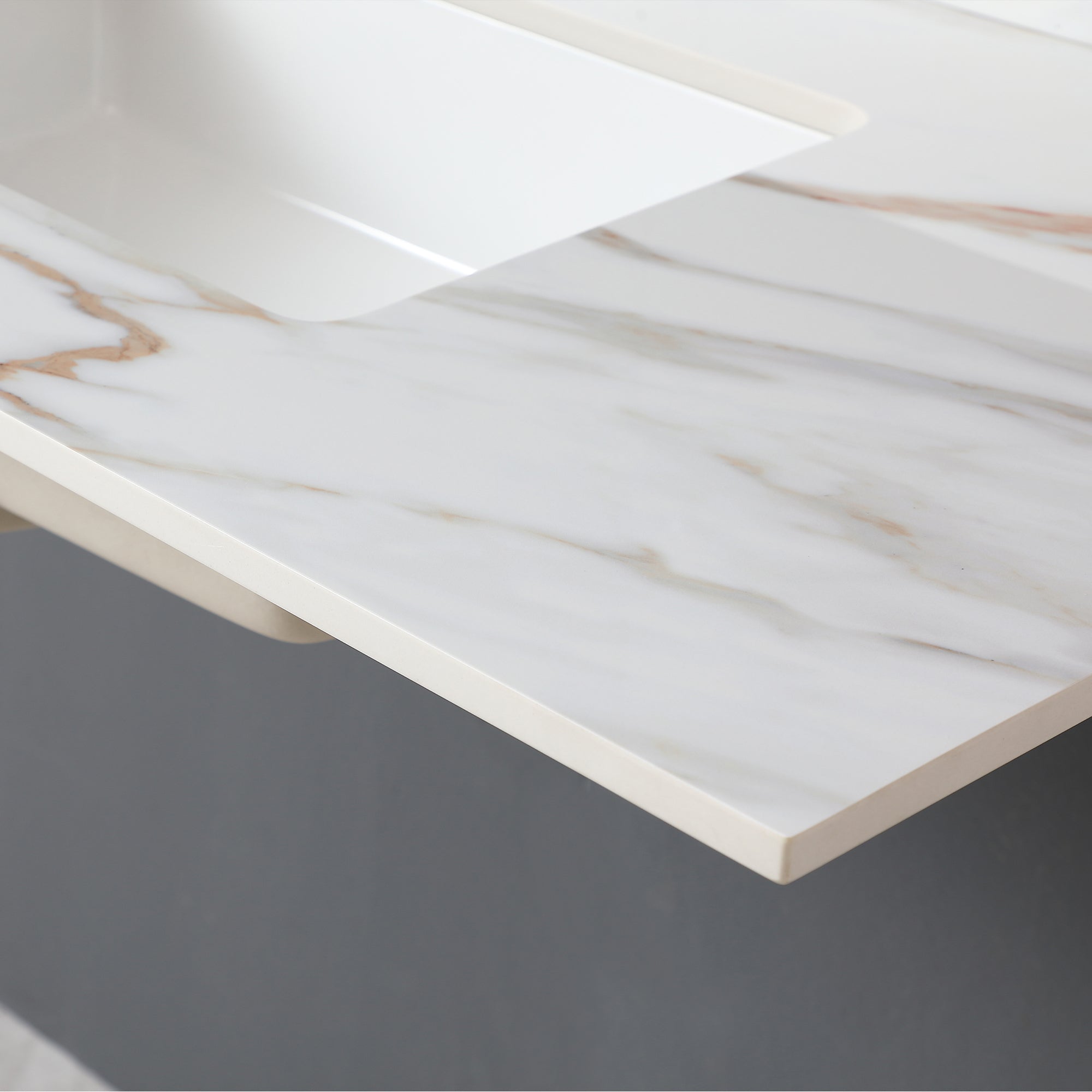 43 Inch Marble Vanity Top, Bathroom Vanity Top with Undermount Rectangular Middle Sink and 4" Height Backsplash, Pre-Drilled 8 Inch Faucet Hole Spread Vanity Top, Carrara white with veins