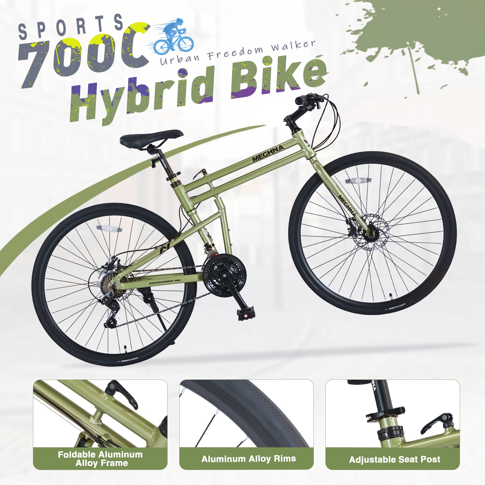 21 Speed Hybrid bike Disc Brake 700C Road Bike For men women's City Bicycle