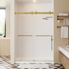 68-72"W × 76"H Double Sliding Frameless Shower Door With 3/8 inches (10mm) Clear Tempered Glass, Brushed Gold Finish