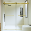 68-72"W x 76"H  Frameless Double Sliding Soft-Close Shower Door, 3/8 inches (10mm) Thick SGCC Tempered Glass Door,  Brushed Gold