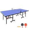 8ft Mid-Size Table Tennis Table Foldable & Portable Ping Pong Table Set for Indoor Games with Net, 2 Table Tennis Paddles and 3 Balls