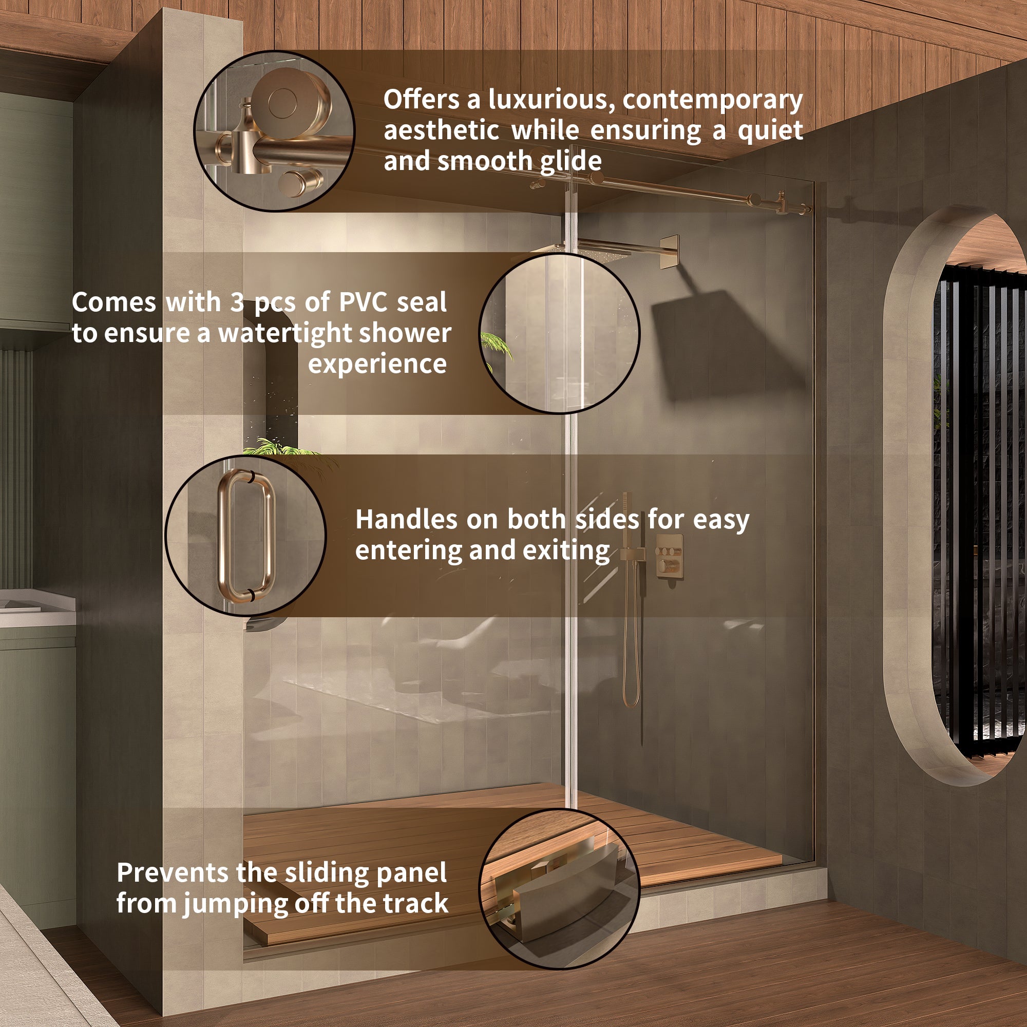 Frameless Sliding Shower Door 58-60"W x 76"H, Bathroom Sliding Door with 5/16" Clear Tempered Glass, Brushed Nickel Finish, Designed for Smooth Door Closing