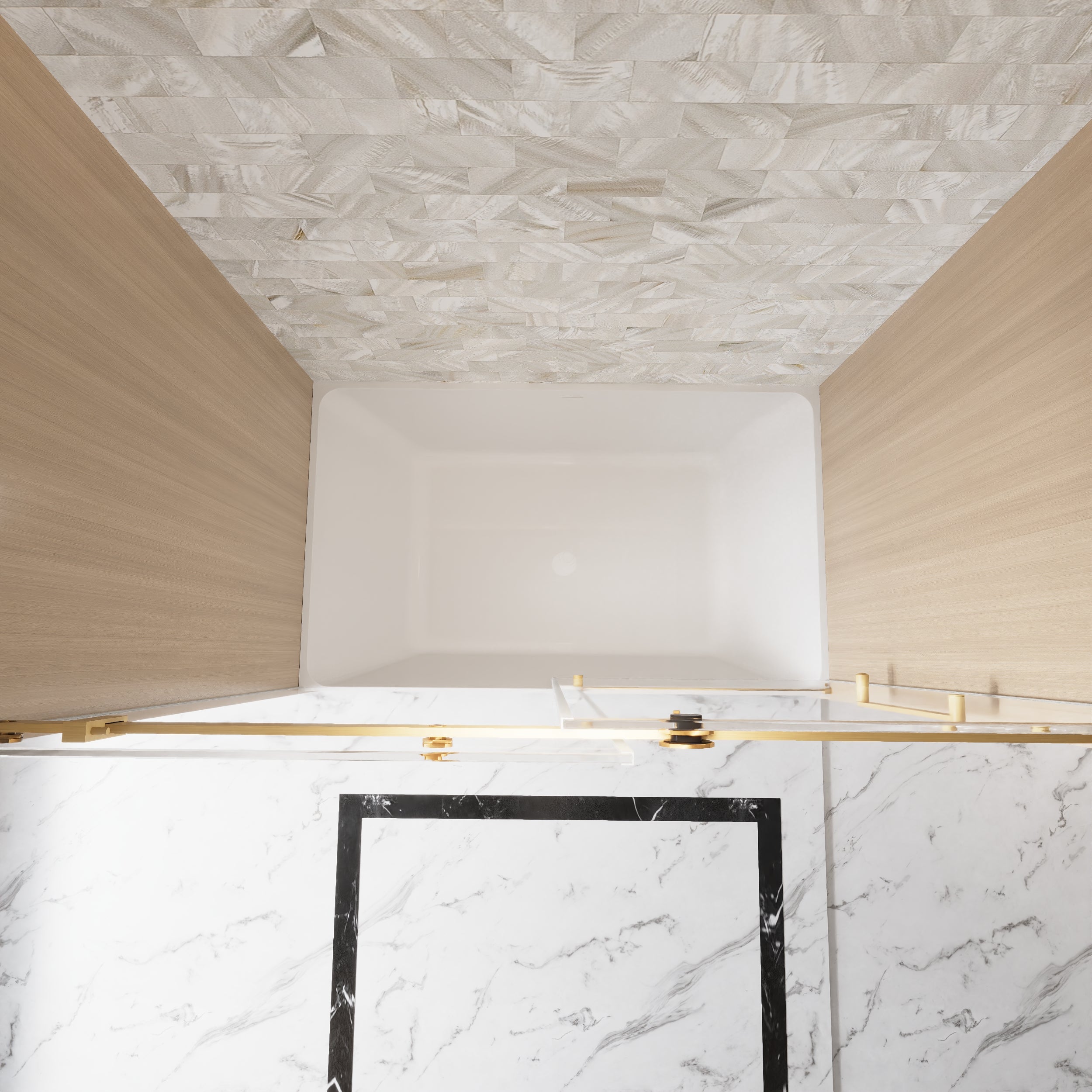 56-60 x 60 in Frameless Single Sliding Square-Tube Tub Door - 56-60 x 60 in / Brushed Gold / Square Tube view 9
