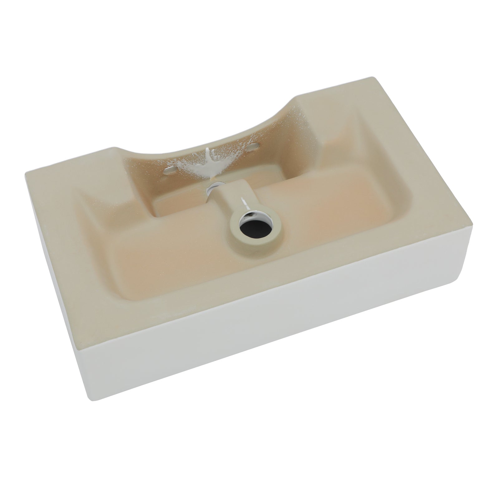 21x12 Inch White Ceramic Rectangle Wall Mount Bathroom Sink with Single Faucet Hole and Overflow