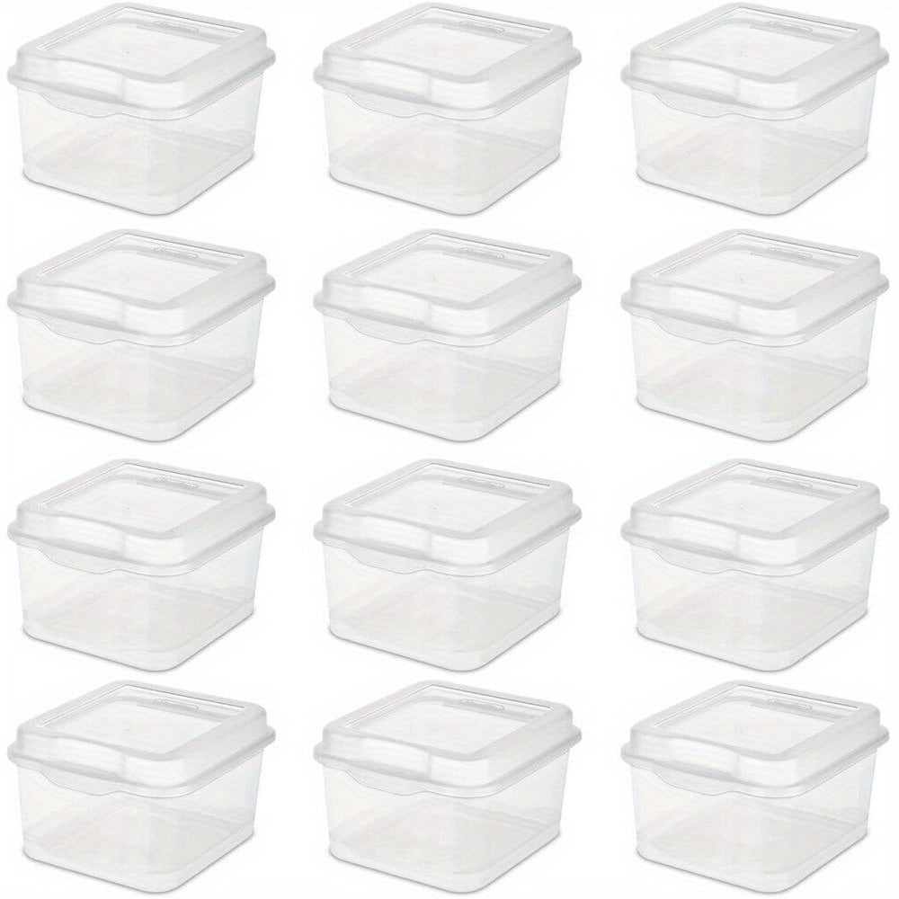 Sterilite Flip Top Storage Boxes - Clear Organizers, 12-Pack for Easy Access