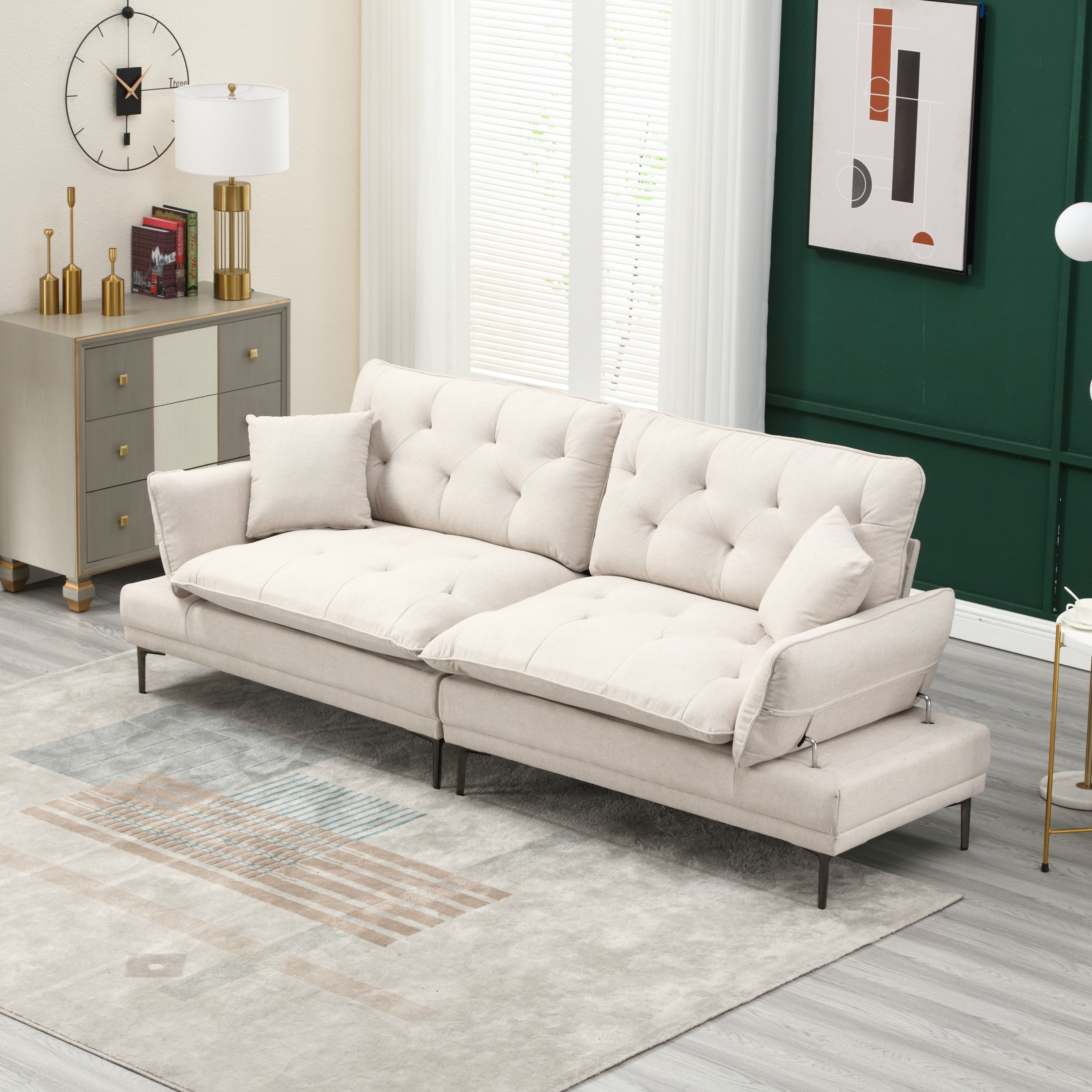 UNITED Linen Sofa , Accent sofa loveseat sofa with metal feet