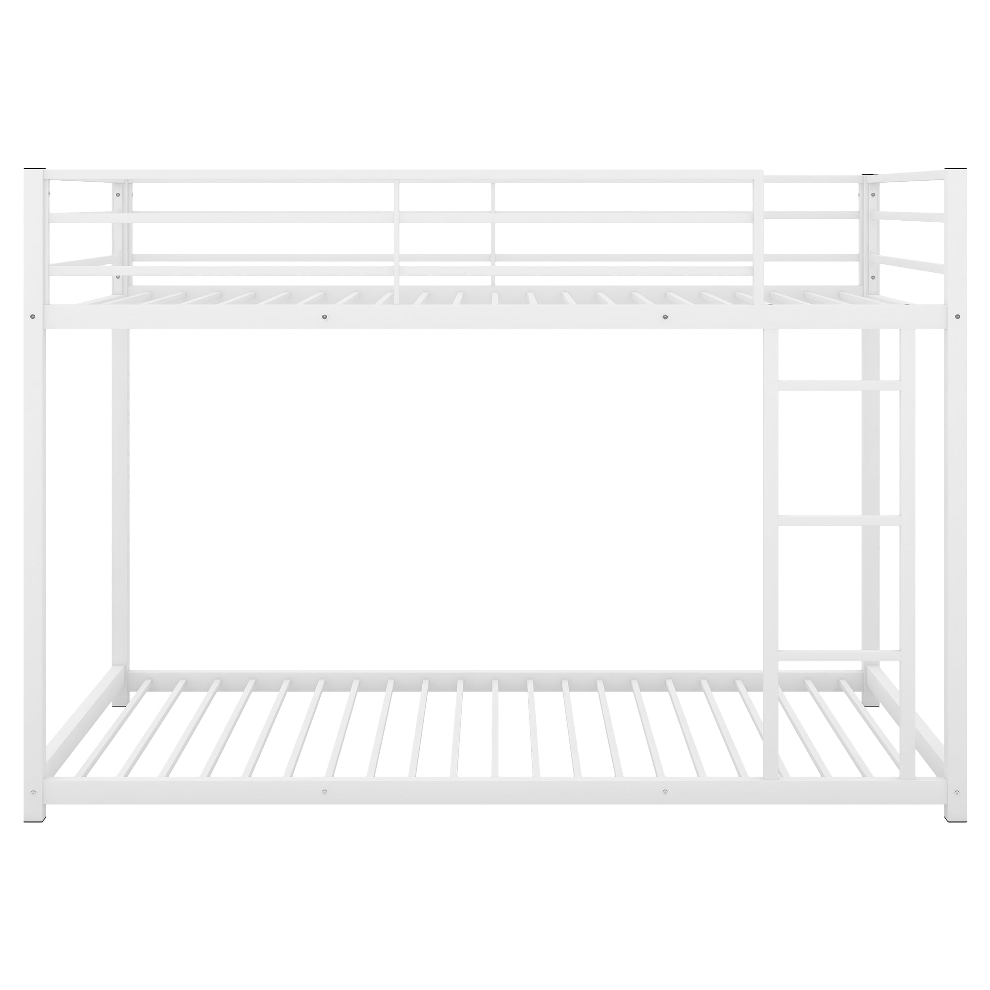 Twin over Twin Metal Bunk Bed, Low Bunk Bed with Ladder,White(OLD SKU:MF197033AAK)