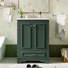 24-inch modern freestanding bathroom vanity with white ceramic sink, front view