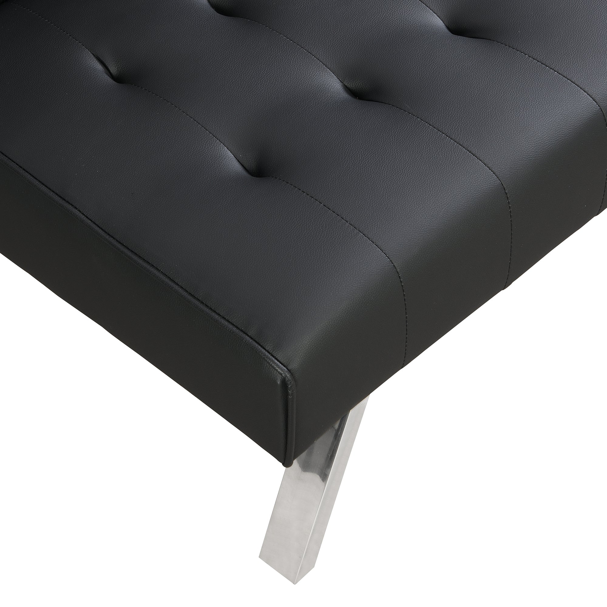 WOOD FRAME, STAINLESS LEG, FUTON, SOFA BED BLACK PVC