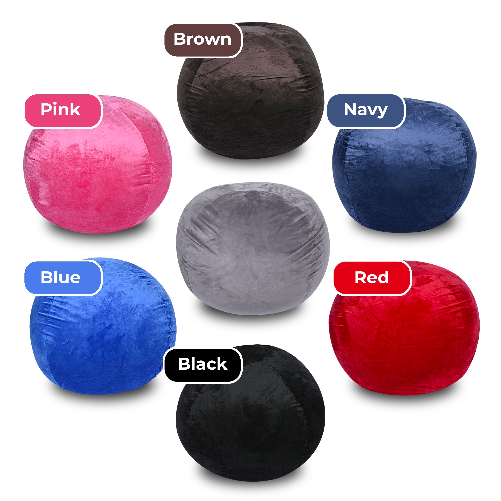 Minky Velvet Bean Bag Chair, Red-4ft Plush Floor Chair for Kids and Adults w/ Washable Cover, Lounge Chair with Stretchable Fabric, Comfy Bedroom Chair, Filled with Shredded and Memory Foam.