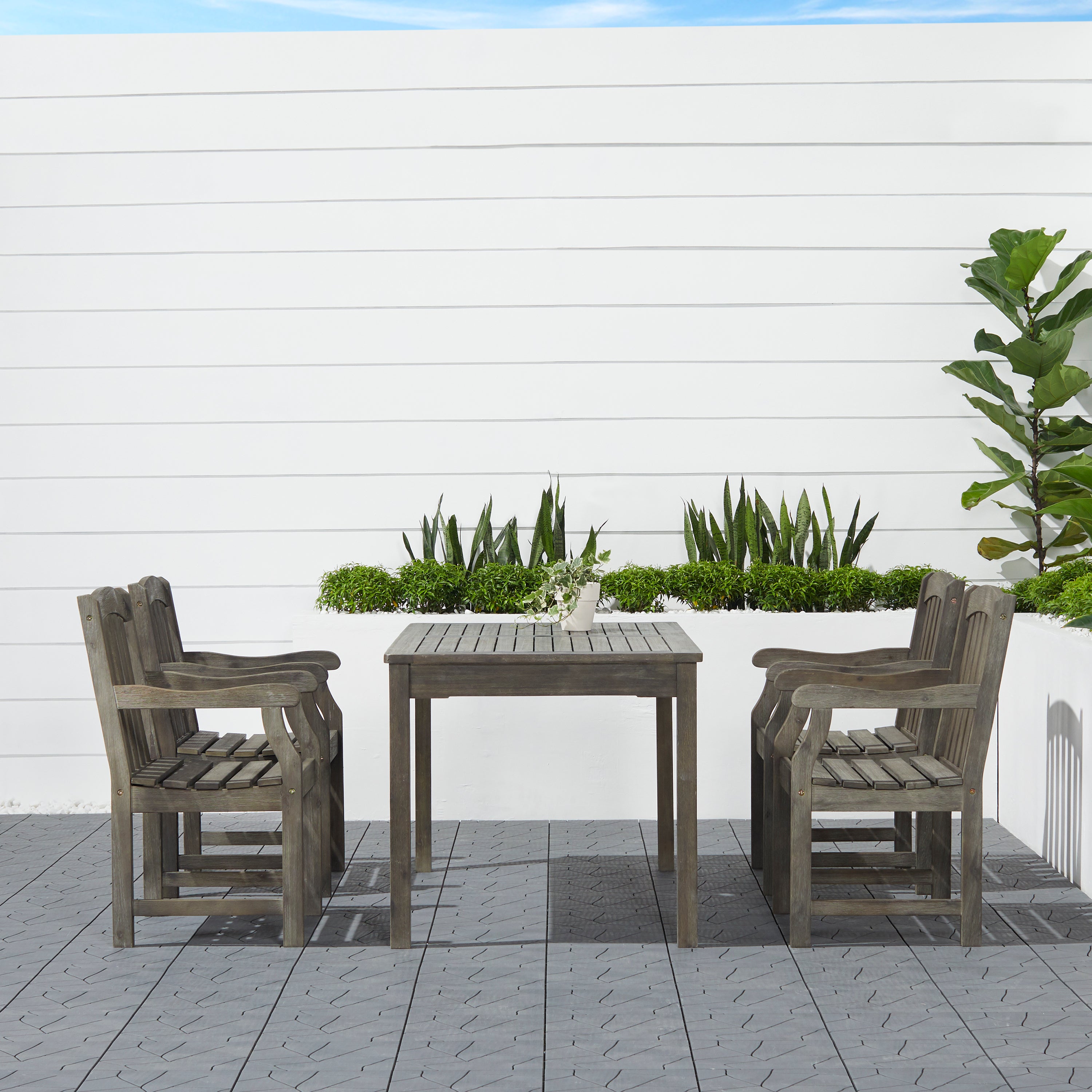 Renaissance Outdoor Rectangular Hand-scraped Wood Patio Dining Table