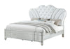 Landmark Traditional Style Upholstered Button-Tufted Queen Bed Made with Wood in Silver