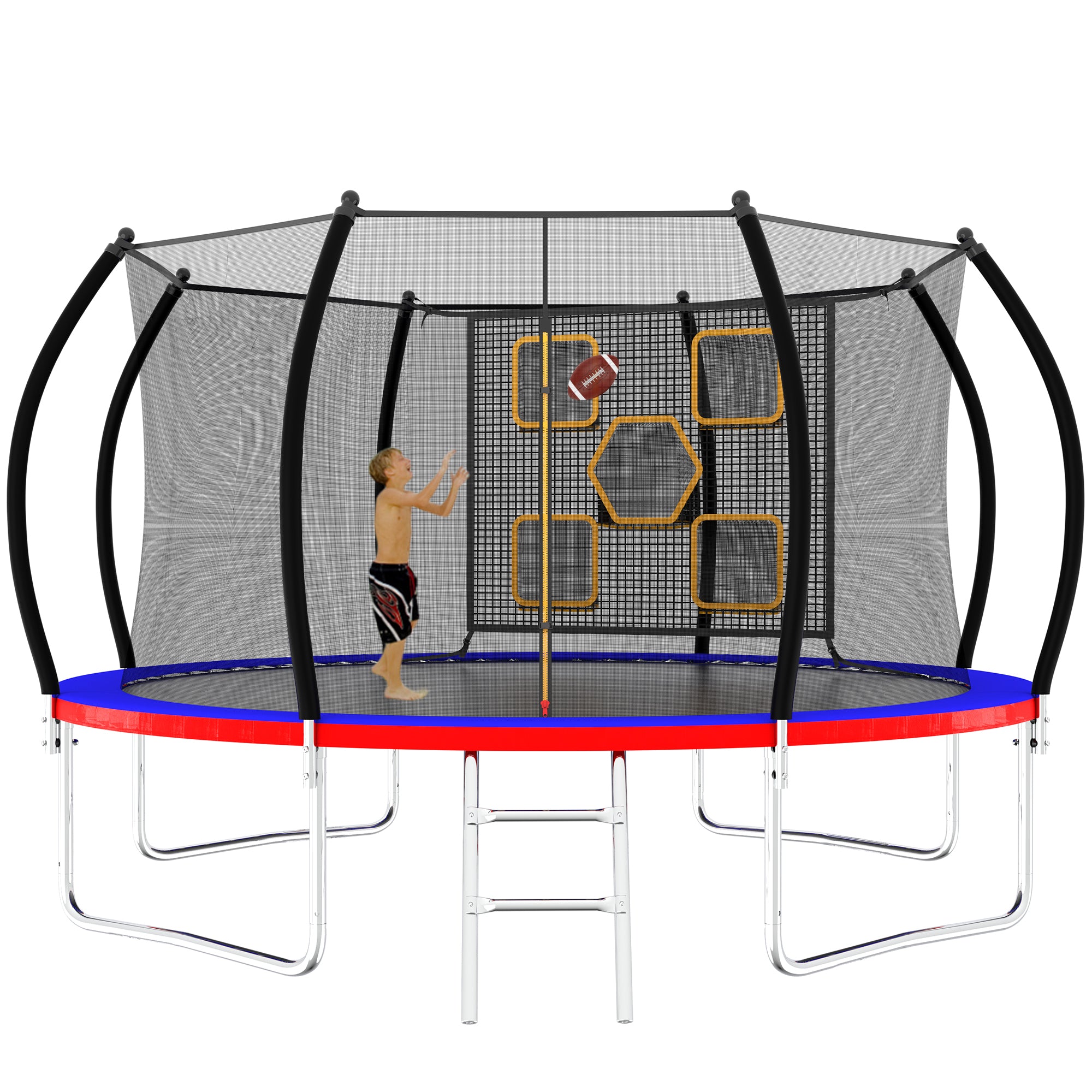 14FT Trampoline, Outdoor Trampolines for Kids and Adults, Recreational Trampoline with Enclosure Net & Ladder, Round Trampoline ASTM Approved