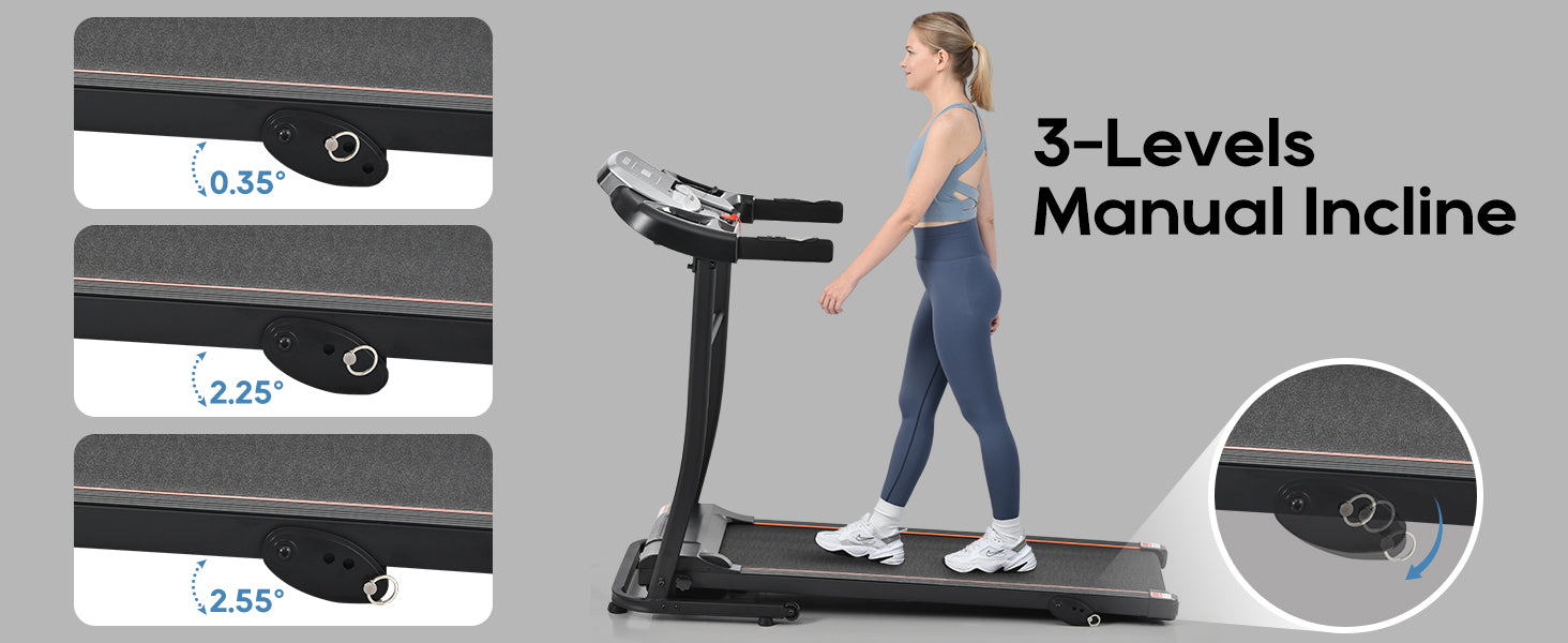 NEW Home Folding Treadmill with Pulse Sensor, 2.5 HP Quiet Brushless Motor , 7.5 MPH, 300LBS Weight Capacity Walking Jogging Machine with 3 Level Incline 12 Preset Programs for Home Gym