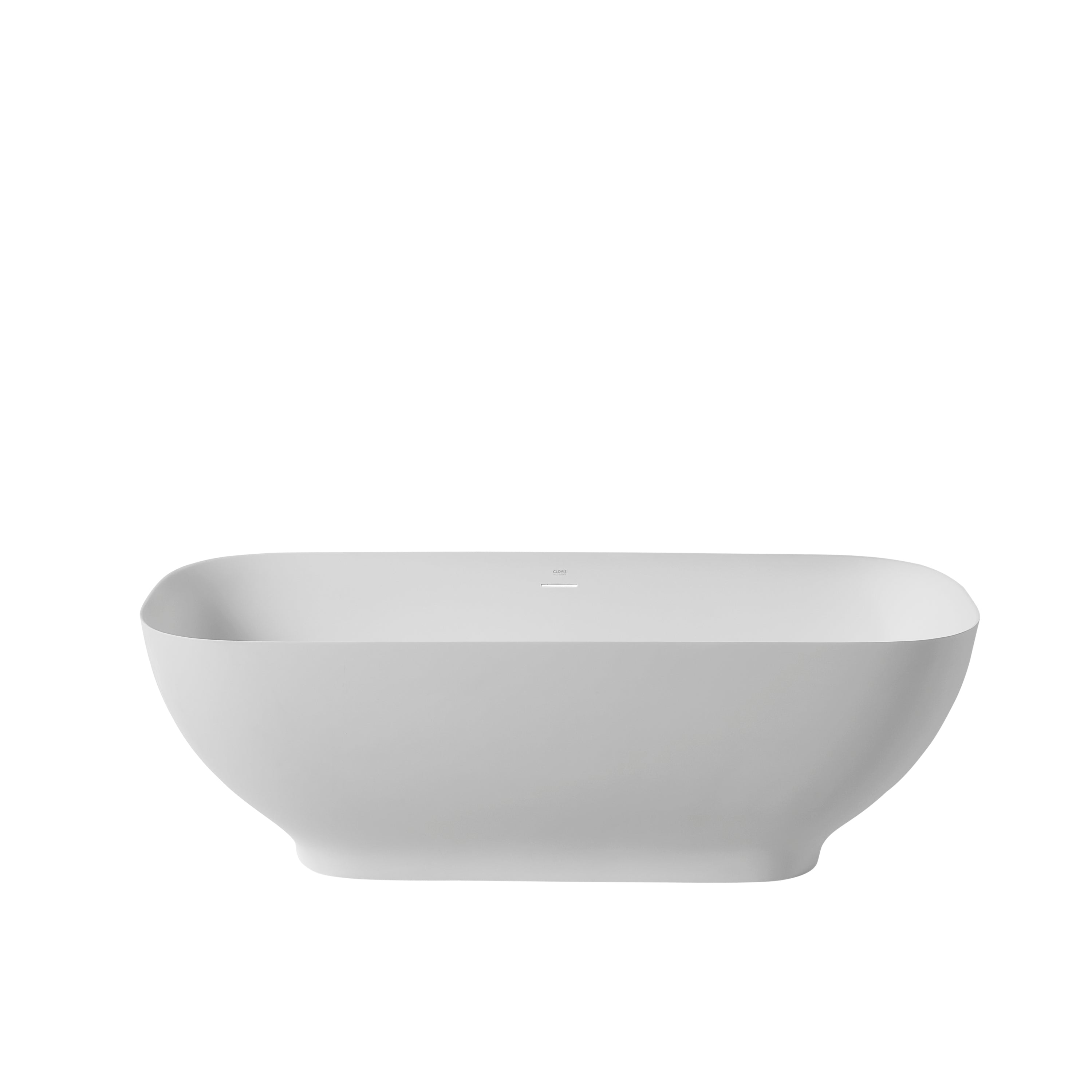 67" Freestanding Solid Surface Bathtub, Luxury Engineered Stone Resin Freestanding Soaking Bathtub with Overflow and Pop-up Drain for Contemporary Bathroom, Matte White 22S04-67-2