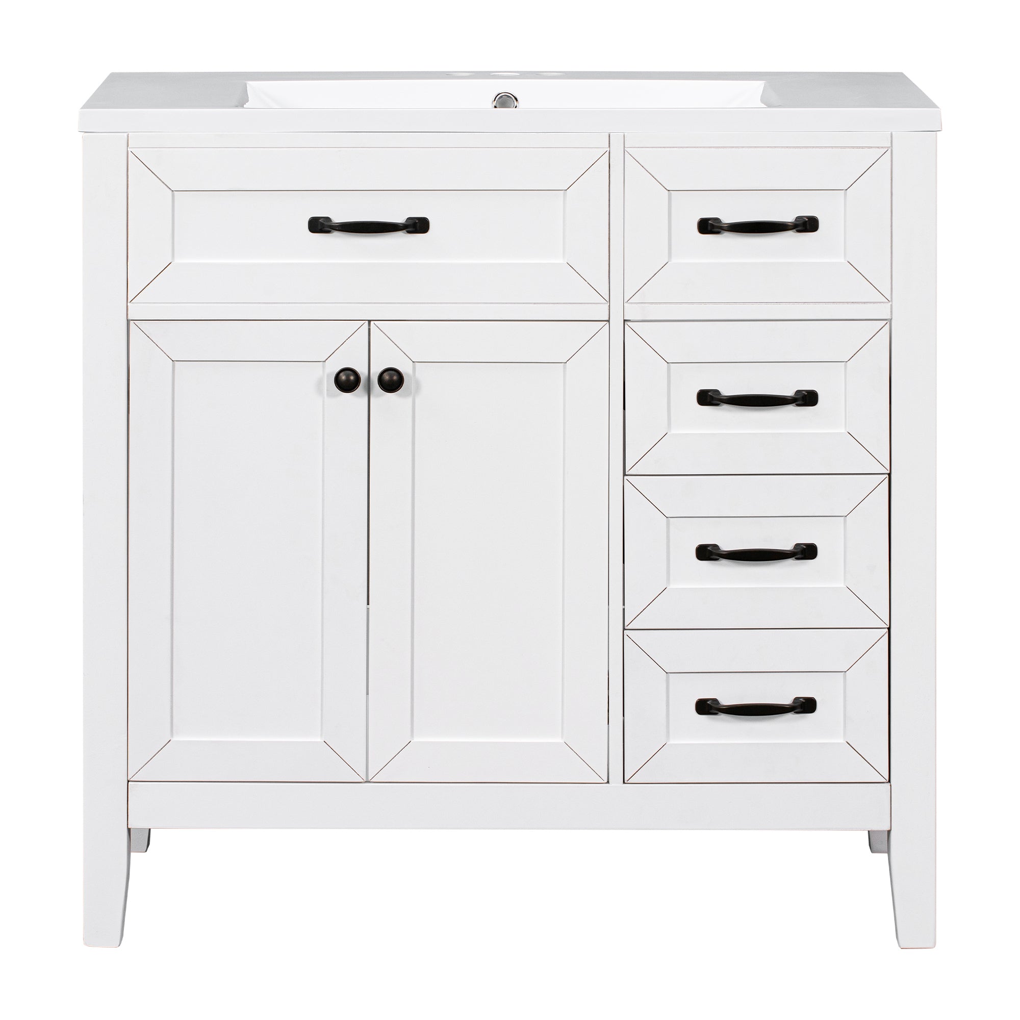 36" Bathroom Vanity with Sink Combo, White Bathroom Cabinet with Drawers, Solid Frame and MDF Board (Old Sku:JL000007AAK)