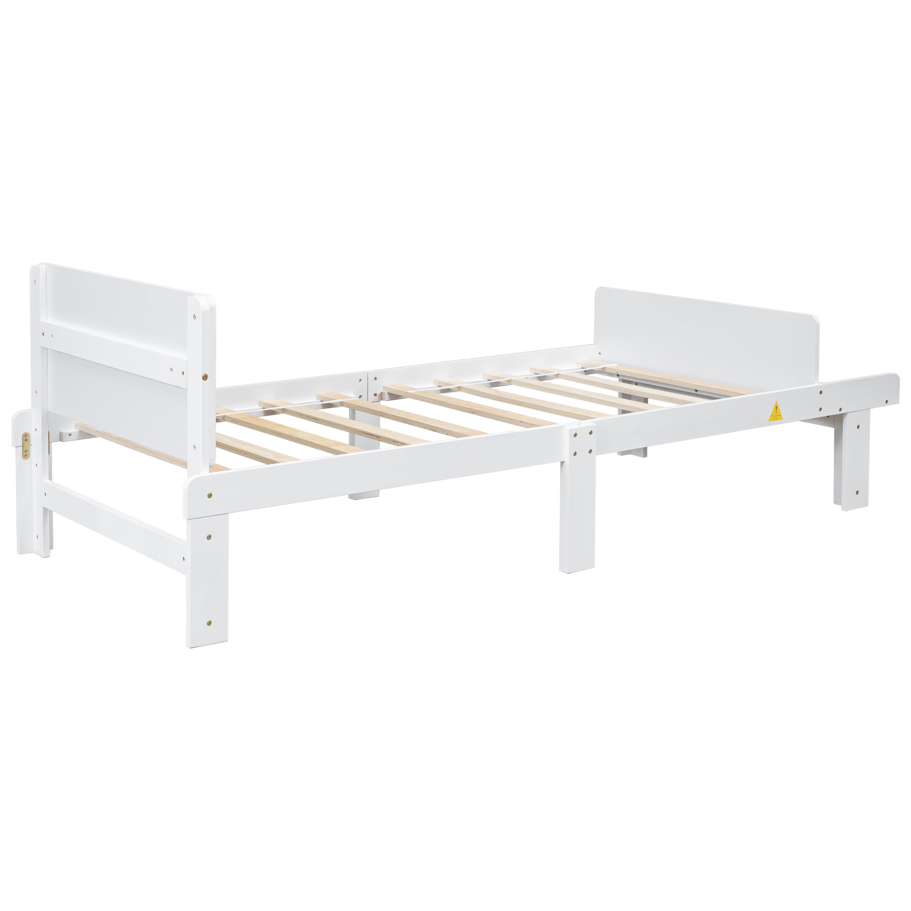 Twin Bed with Footboard Bench ,White