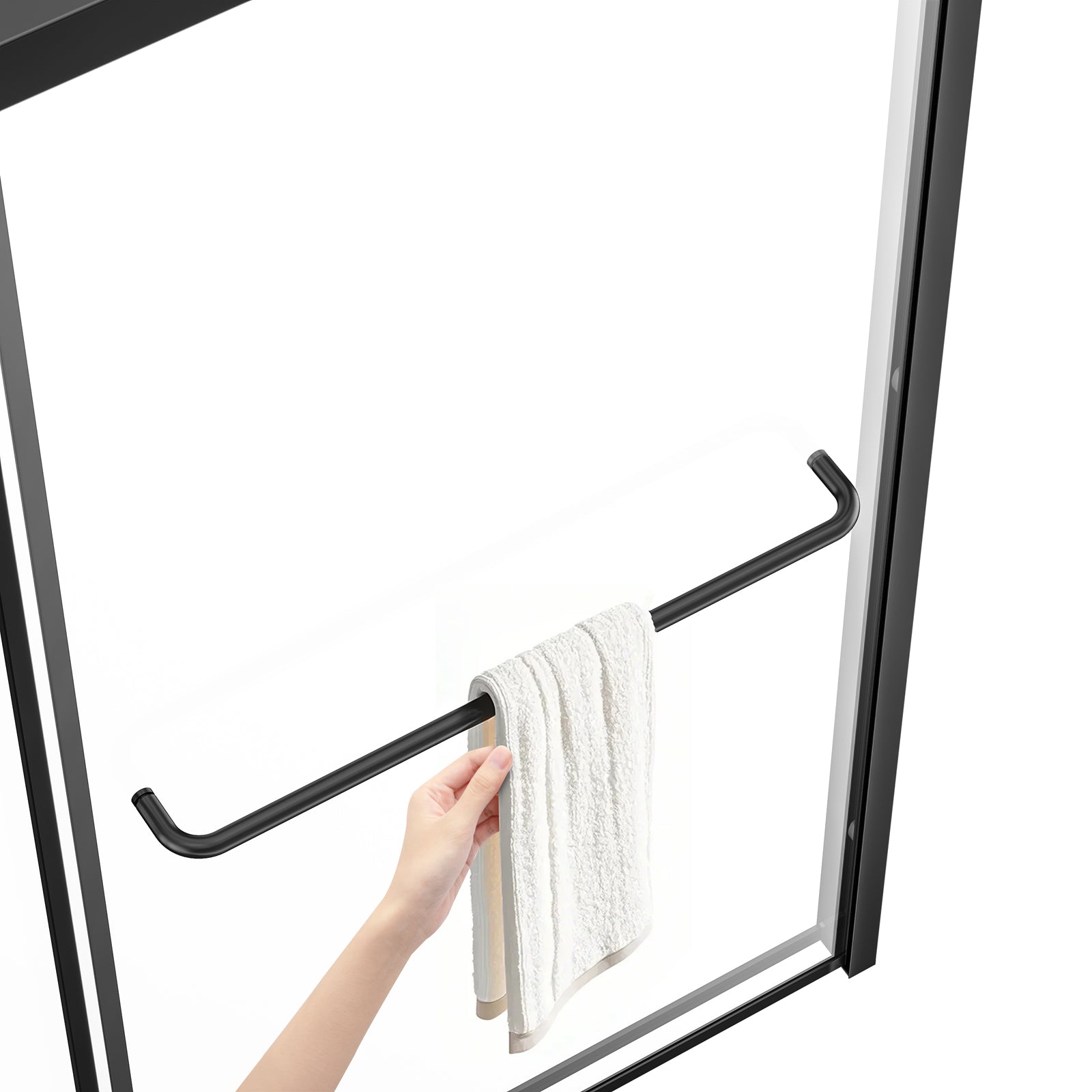 Bypass tub door glass panel detail