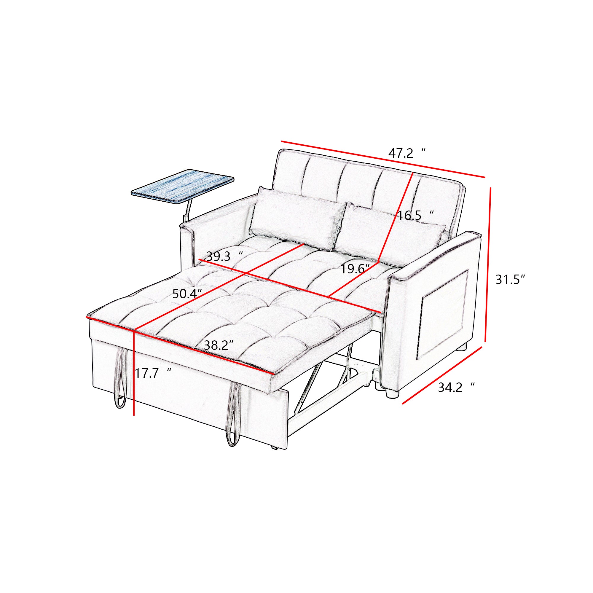 Grey Velvet Loveseat Sofa Bed