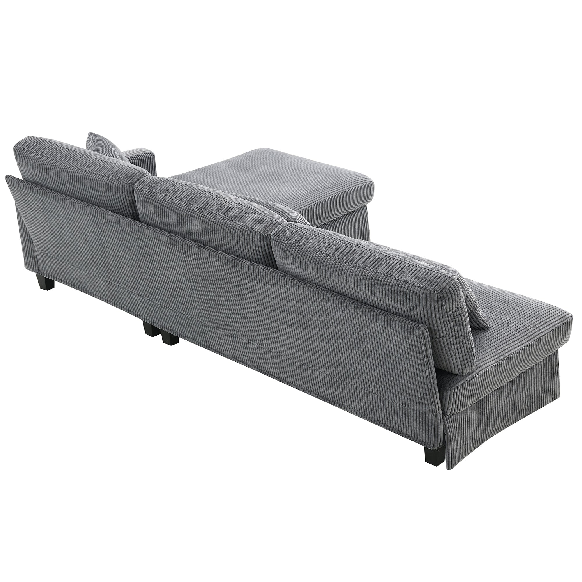 [VIDEO provided][New]87*61"Modern L-shaped Corduroy Sofa with Reversible Chaise,4-seat Upholstered Sectional Indoor Furniture,Convertible Sleeper Couch with Pillows for Living Room,Apartment,3 Colors